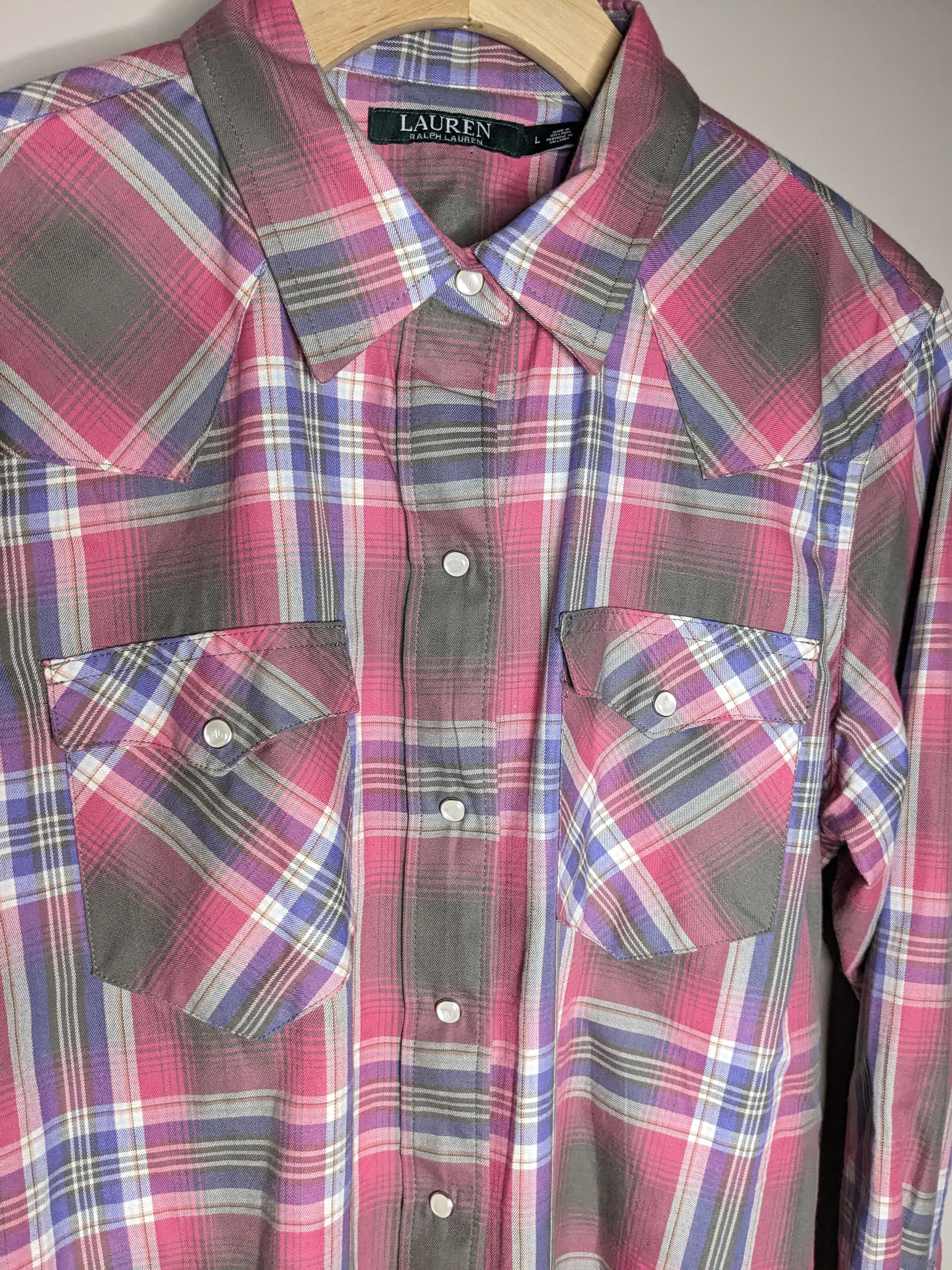 Lauren Ralph Lauren Ralph Lauren Plaid Pearl Snap Shirt Woman Large Pink Western Size L / US 10 / IT 46 - 8 Thumbnail