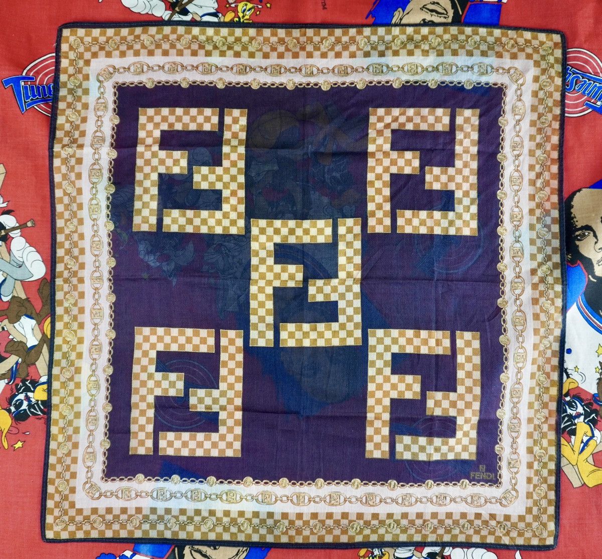 Fendi × Vintage Fendi Handkerchief Bandana Pocketsquare Silk Hand Twill Size ONE SIZE - 3 Thumbnail