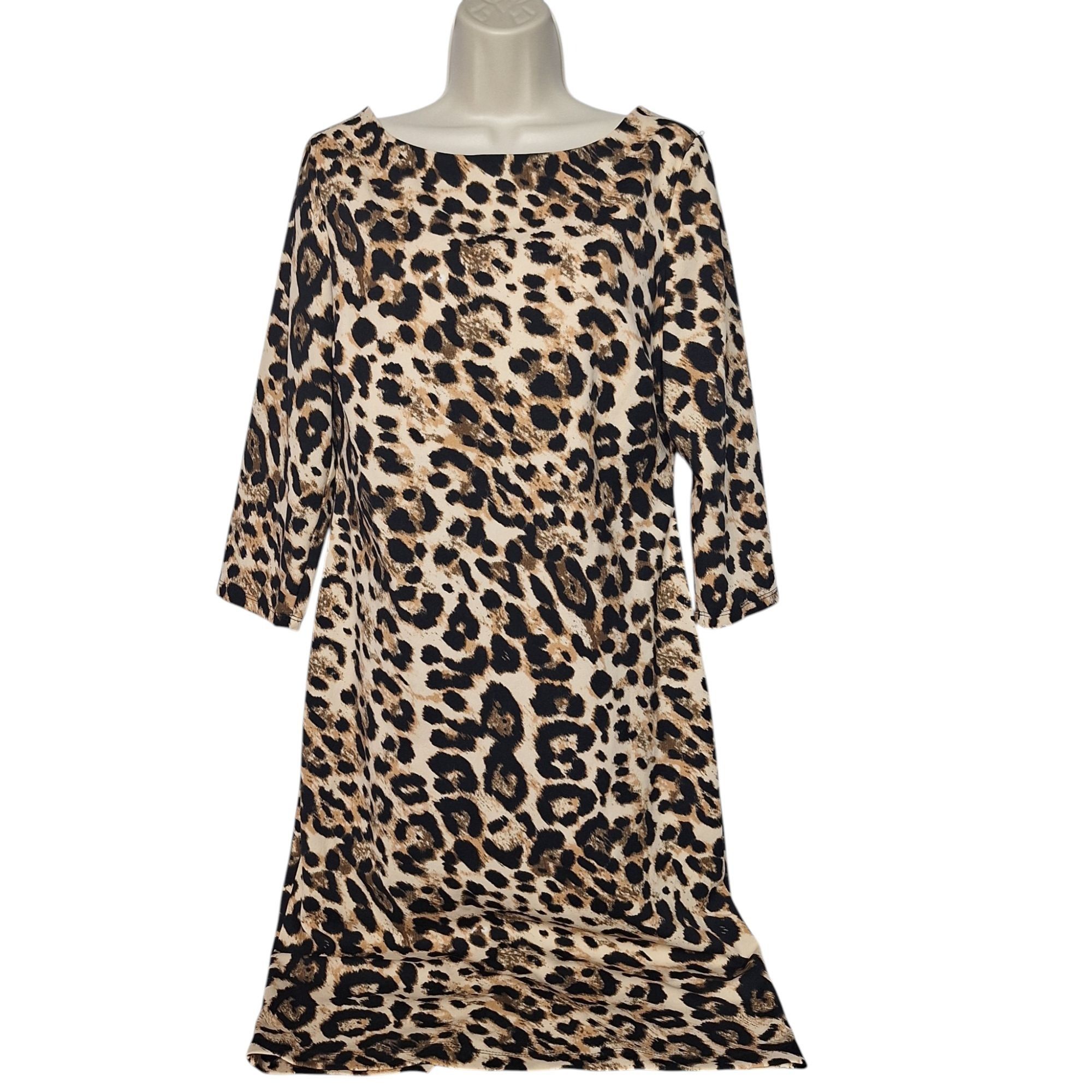Other Premier Amour Leopard Print Sheath Dress Size 14 Gold Zip Mo Size XL / US 12-14 / IT 48-50 - 2 Thumbnail