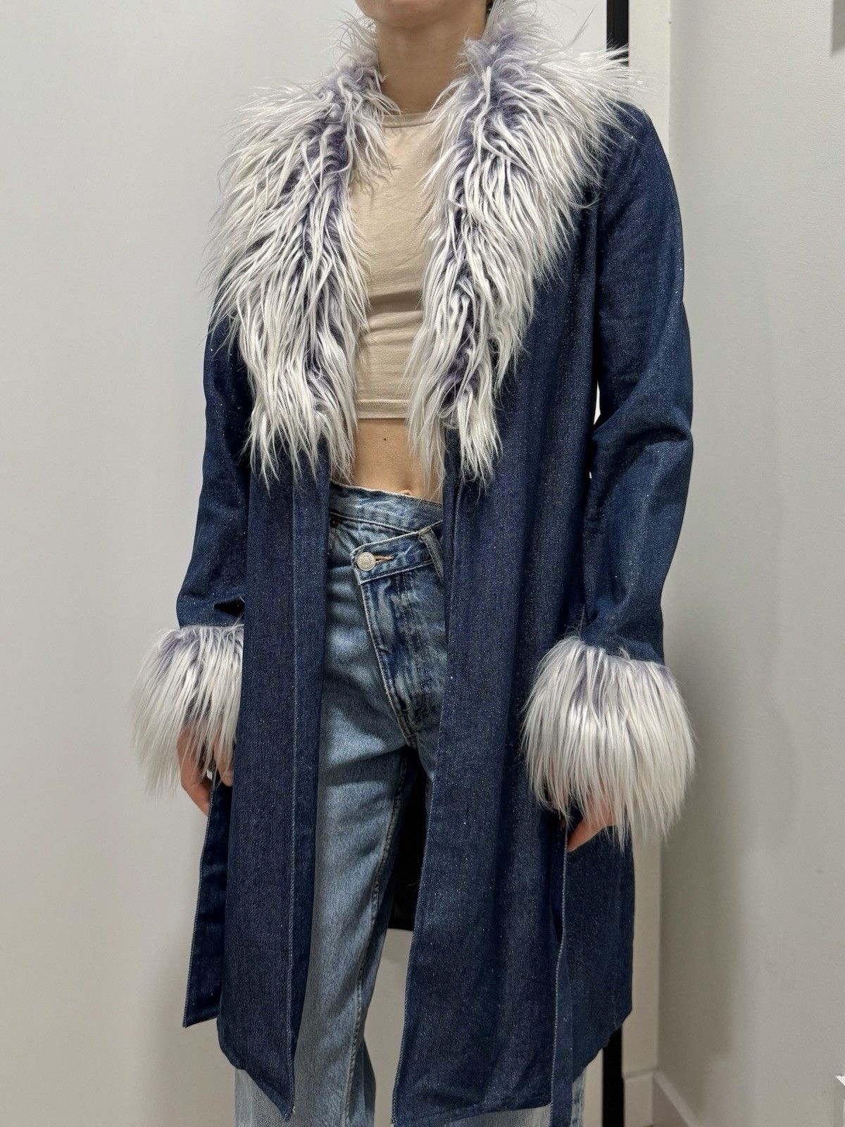 Dolls Kill Dolls Kill x Bratz Denim y2k Coat Faux Fur Trim Blue Size M Size M / US 6-8 / IT 42-44 - 10 Thumbnail