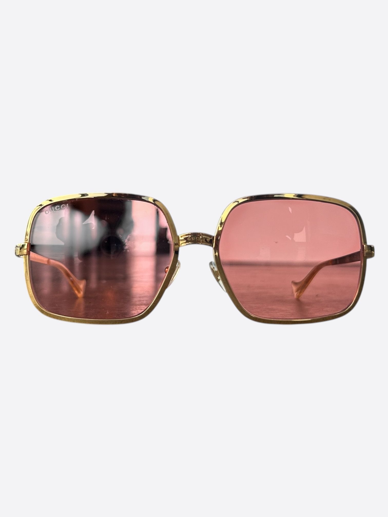 Gucci Gucci Gold & Pink Square Sunglasses Size ONE SIZE - 1 Thumbnail