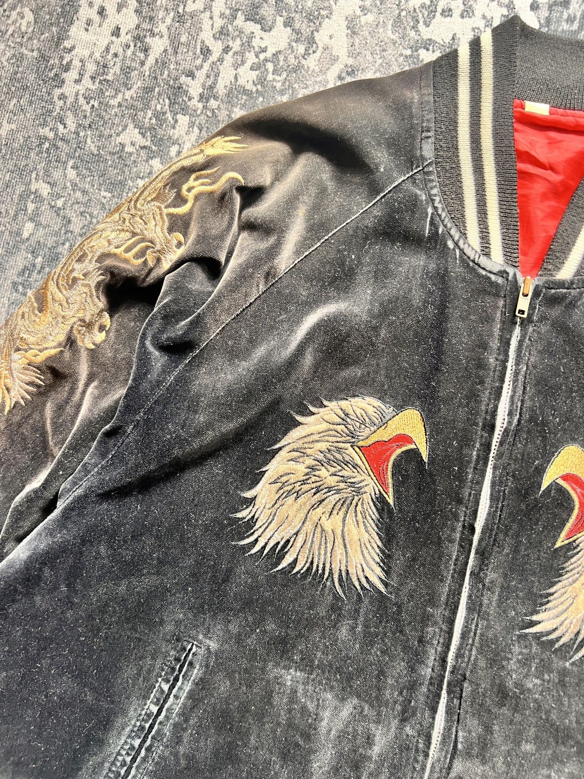 Vtg Velvet Sukajan Japan Yokosuka Souvenir Jacket