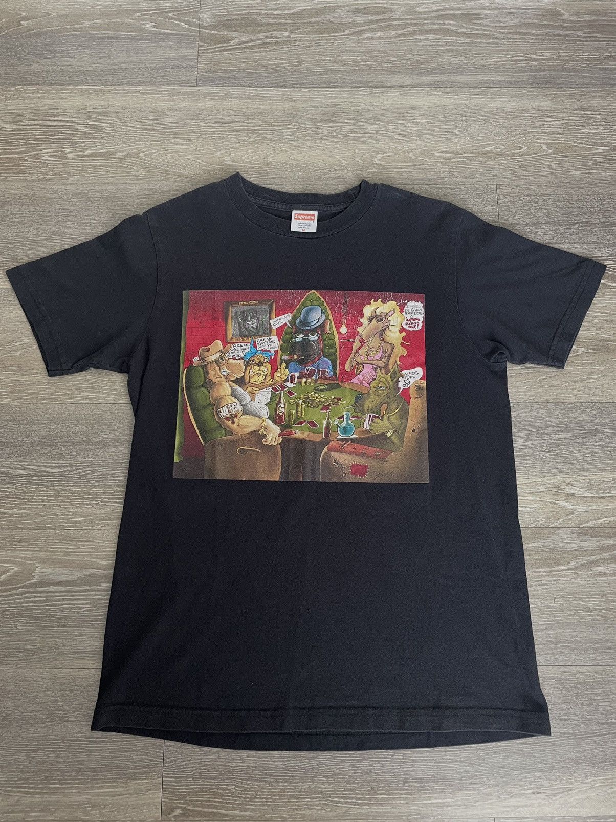 image of Ss07 Supreme X Joe Cool Dog Poker Tee in Black, Men's (Size Medium)