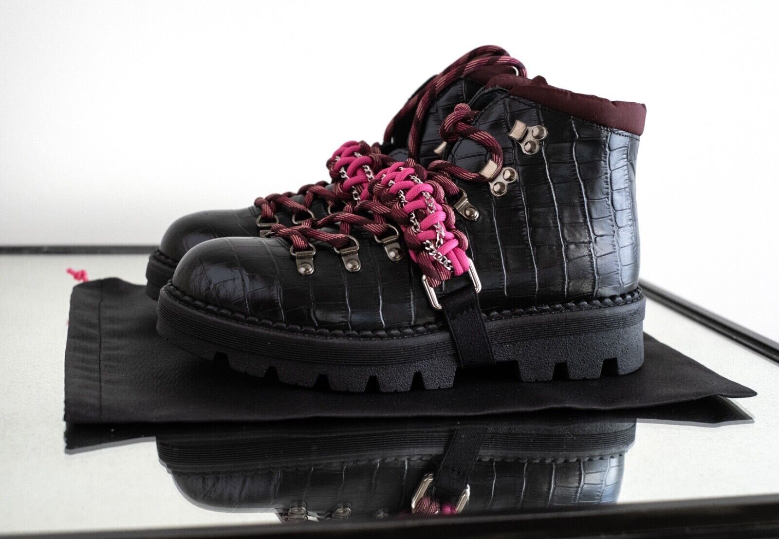 Pinko PINKO Zenzero Black Fuchsia Combat Boot Women New Size 38/8 Size US 8 / IT 38 - 8 Thumbnail