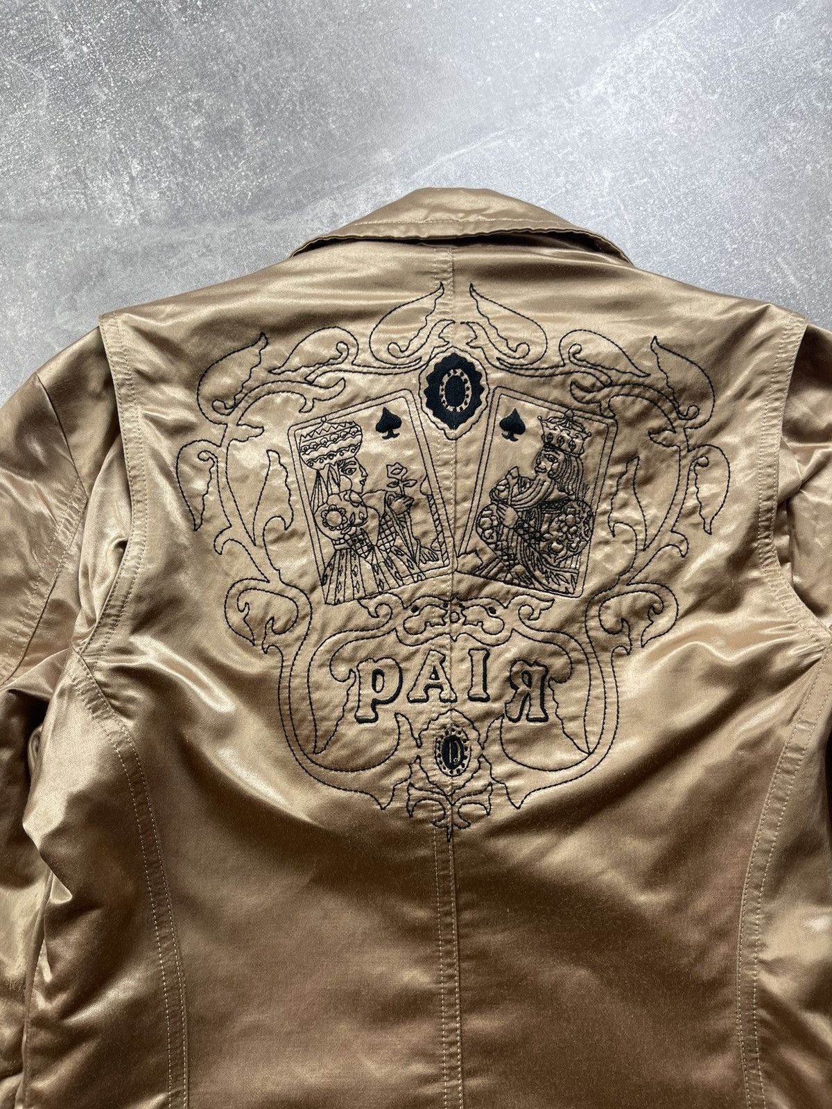 Diesel × Vintage Diesel Embroidered Satin Blazer Jacket “PAIR” Gold Size L / US 10 / IT 46 - 4 Thumbnail