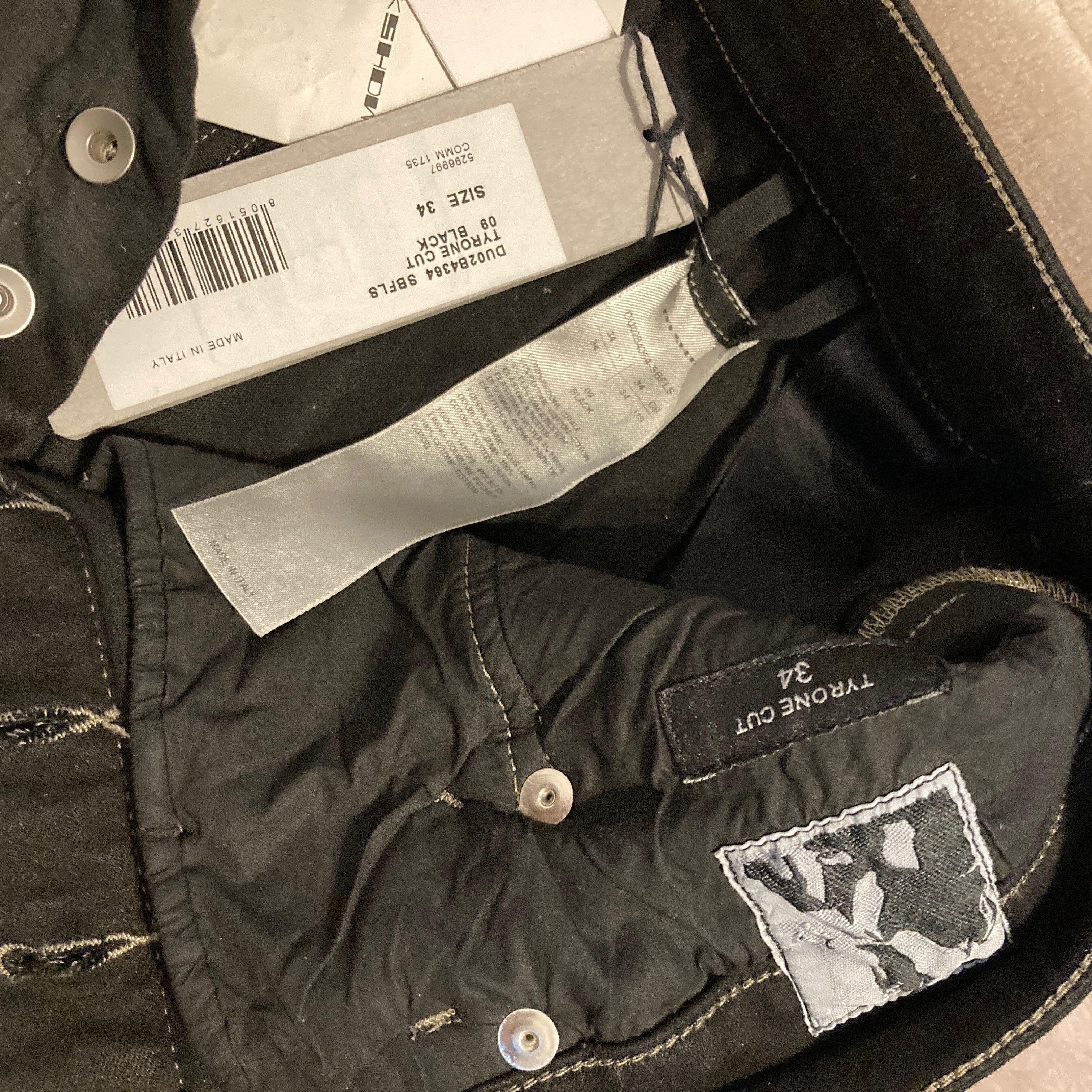 Rick Owens SLASHED TYRON CUT DENIM BLACK Size US 34 / EU 50 - 5 Thumbnail
