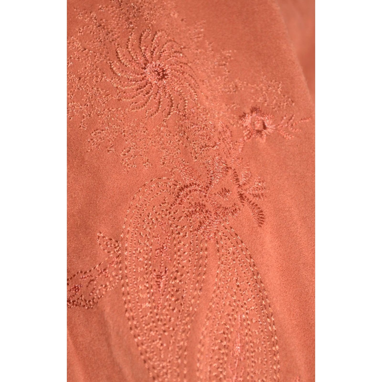 Desigual Desigual Faux Suede Jacket Rust Brown Embroidered Waterfall Open Front Boho M Size M / US 6-8 / IT 42-44 - 5 Thumbnail