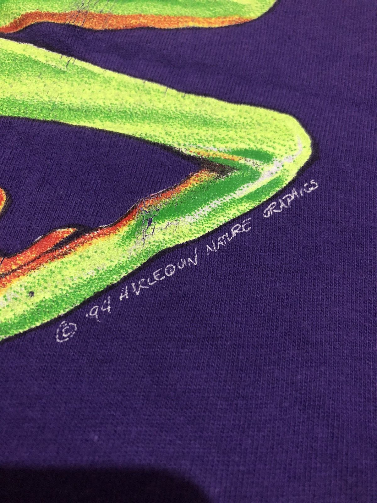 Hanes × Vintage Vintage 80s Harlequin Nature Graphics FROG t-shirt Size US XL / EU 56 / 4 - 6 Thumbnail