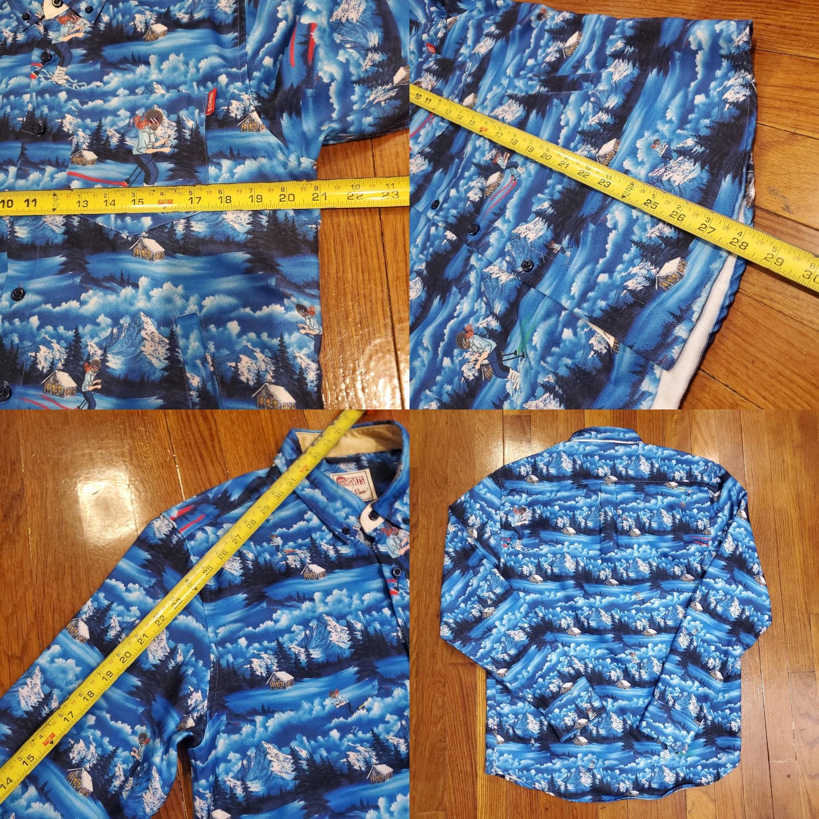 Vintage RSVLTS Bob Ross Shirt Mens Medium Blue Winter Skiing Mountains Button Up Pattern Geofrost? Size US M / EU 48-50 / 2 - 8 Thumbnail