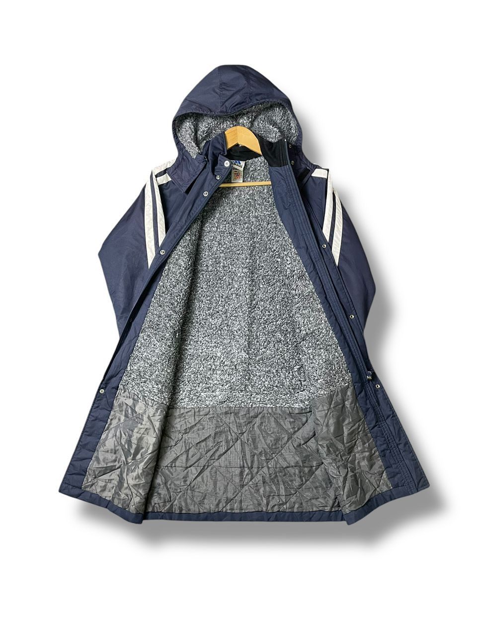 Adidas × Vintage Adidas Long Jacket With Hoodie Zipper/Buttons (2) Size US S / EU 44-46 / 1 - 2 Thumbnail