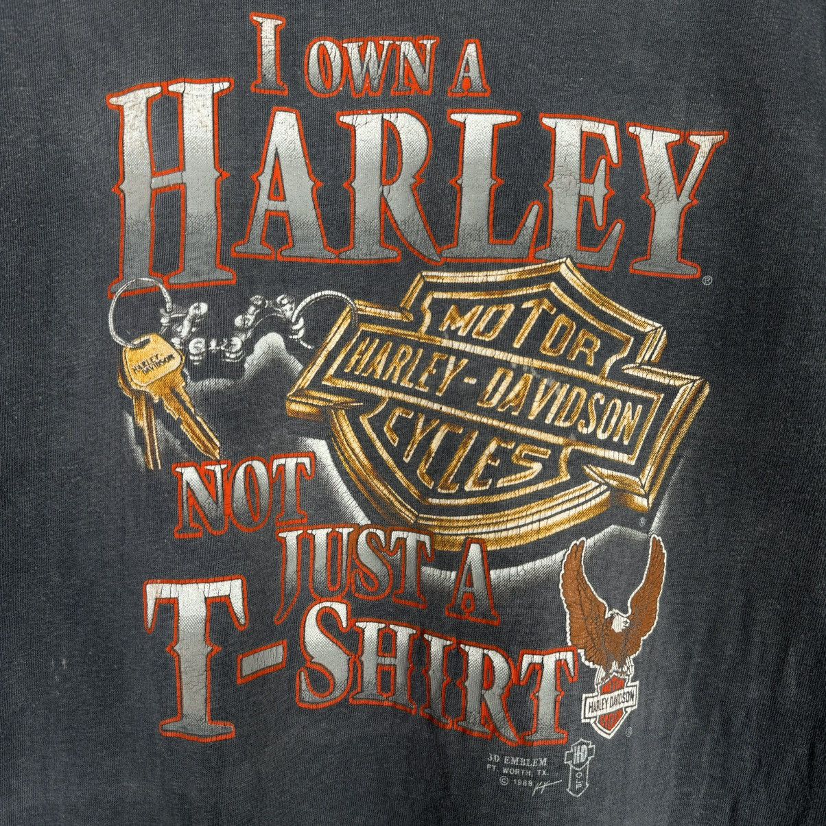Harley Davidson Vintage 1988 Harley Davidson Own Not Just 3D Emblem T Shirt Size US L / EU 52-54 / 3 - 4 Thumbnail