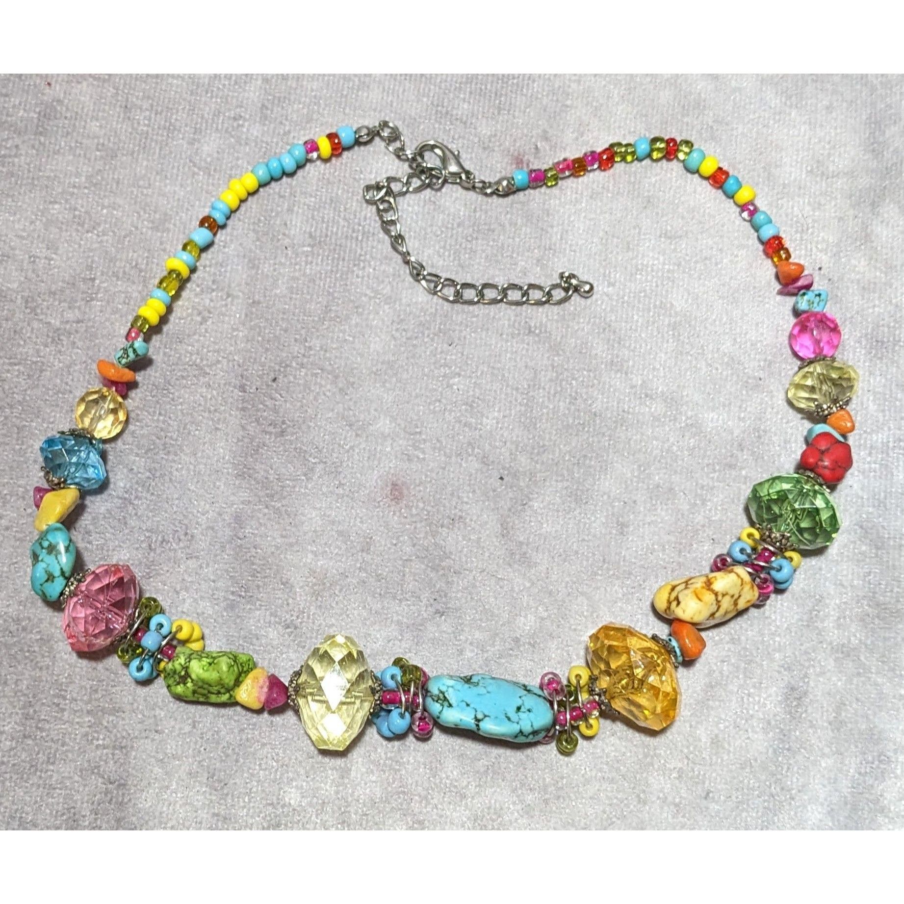 Other Vintage Candycore Rainbow Glass Stone Beaded Necklace Size ONE SIZE - 8 Thumbnail