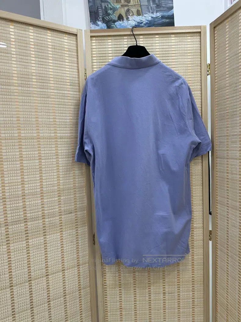 Hermes Hermes Blue Broderie H button-down polo shirt, short-sleev Size US XL / EU 56 / 4 - 2 Thumbnail