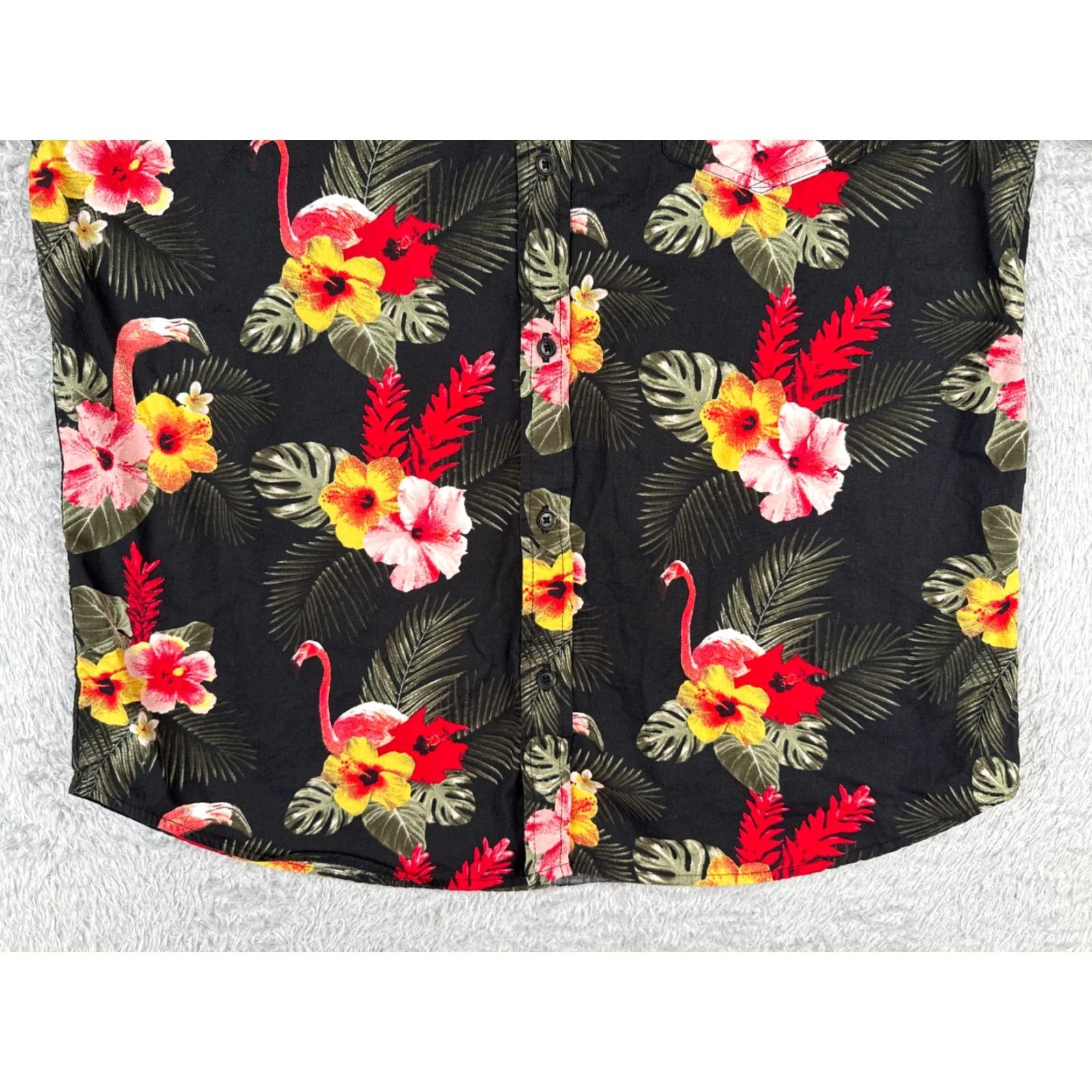 Levi's VINTAGE Levis Shirt Mens Extra Large Black Flamingo Floral Palm Leaf Hawaiian Vacation Size US XXL / EU 58 / 5 - 5 Thumbnail