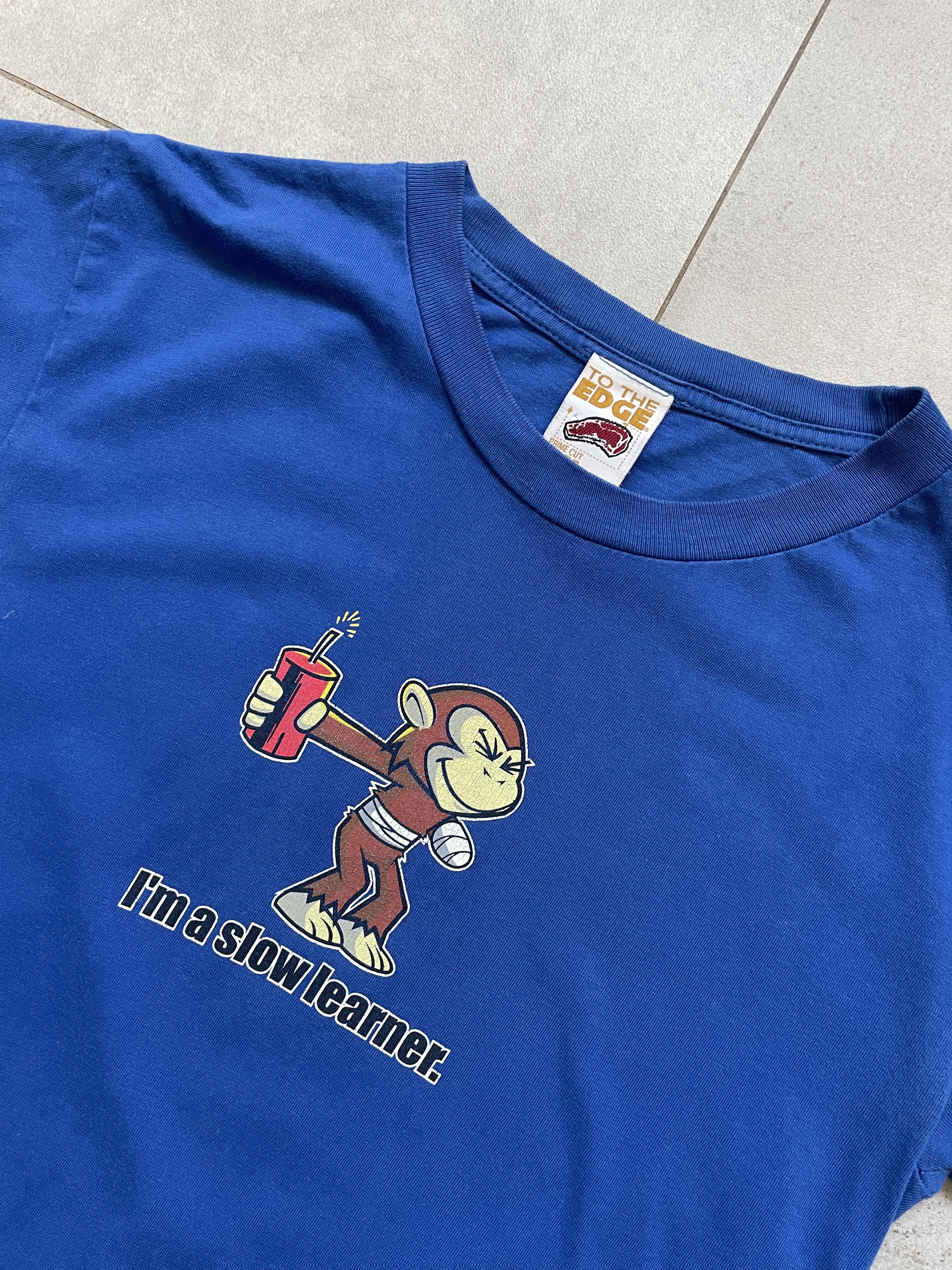 Vintage Y2K IM SLOW LERNER MONKEY BLUE BABY FIT TO THE EDGE TEE Size US S / EU 44-46 / 1 - 2 Thumbnail
