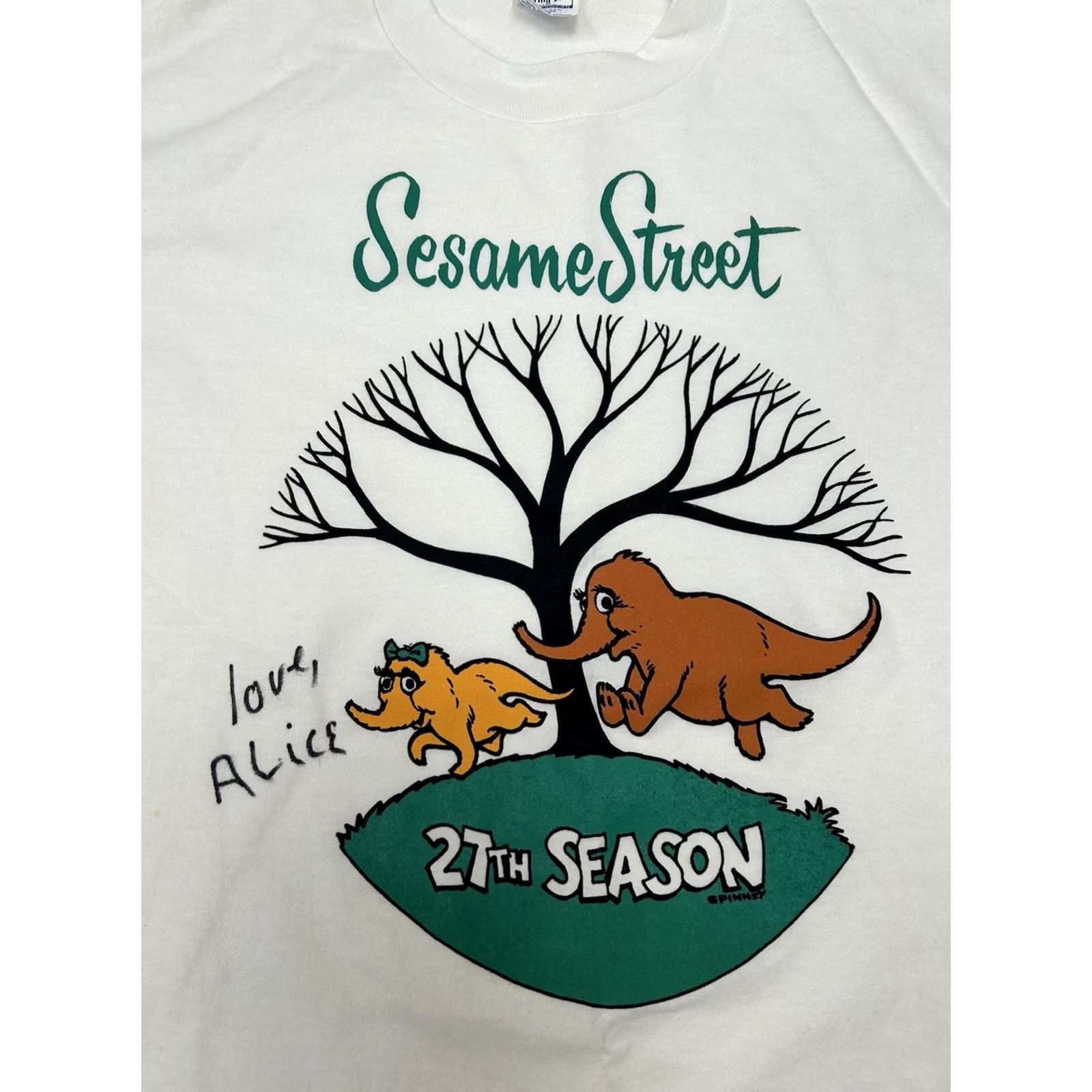 Vintage VINTAGE Sesame Street 27th Season TV Show Promo Tee 1995 Autographed As Is XL Spring Ford 90s Cartoon White T-Shirt Unisex Adults Size US XL / EU 56 / 4 - 4 Thumbnail