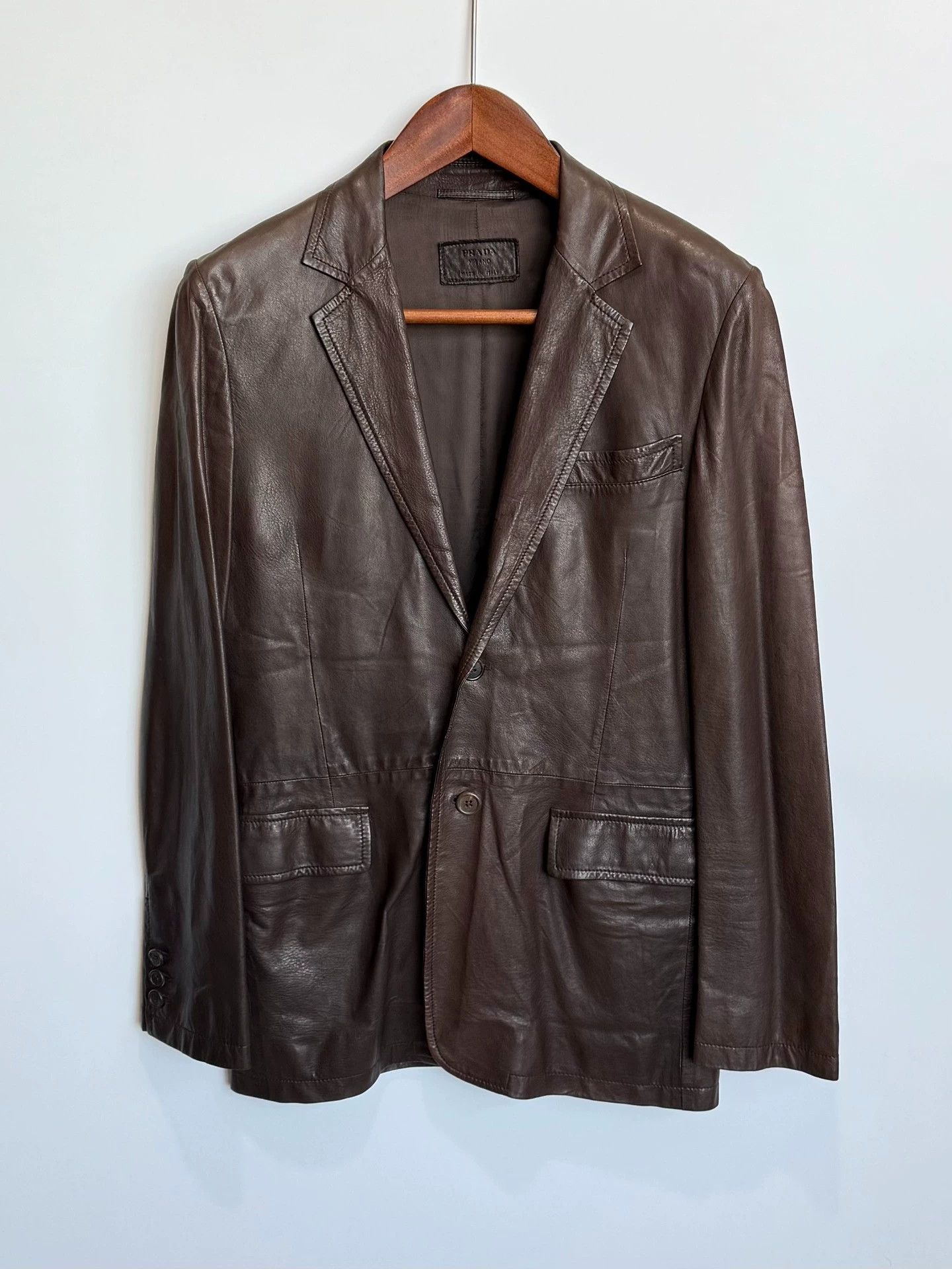Prada Prada Brown Lambskin Leather Blazer 46 95% New Size US S / EU 44-46 / 1 - 1 Thumbnail