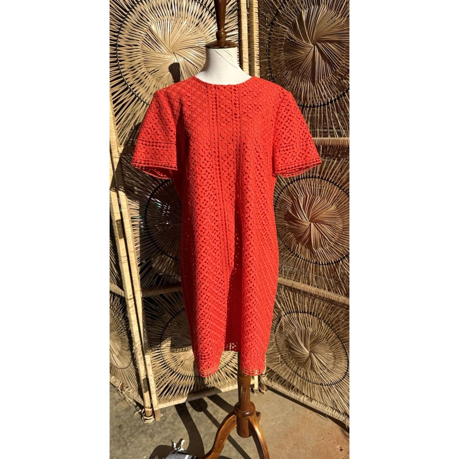 Trina Turk Trina Turk Dress Mini Lace Short-Sleeve Orange 10 Women Size L / US 10 / IT 46 - 2 Thumbnail