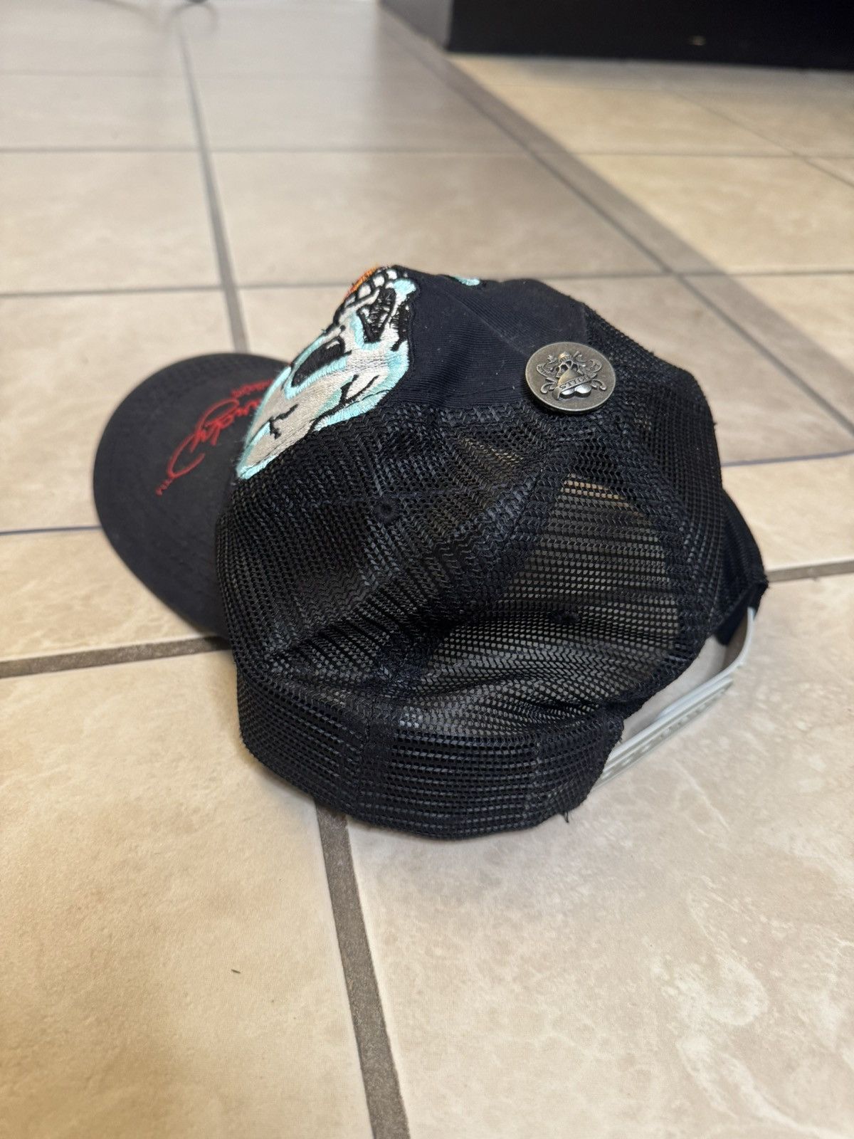 Ed Hardy Ed Hardy by Christian Heart & Crossbones Black Hat SnapBack Size ONE SIZE - 4 Thumbnail