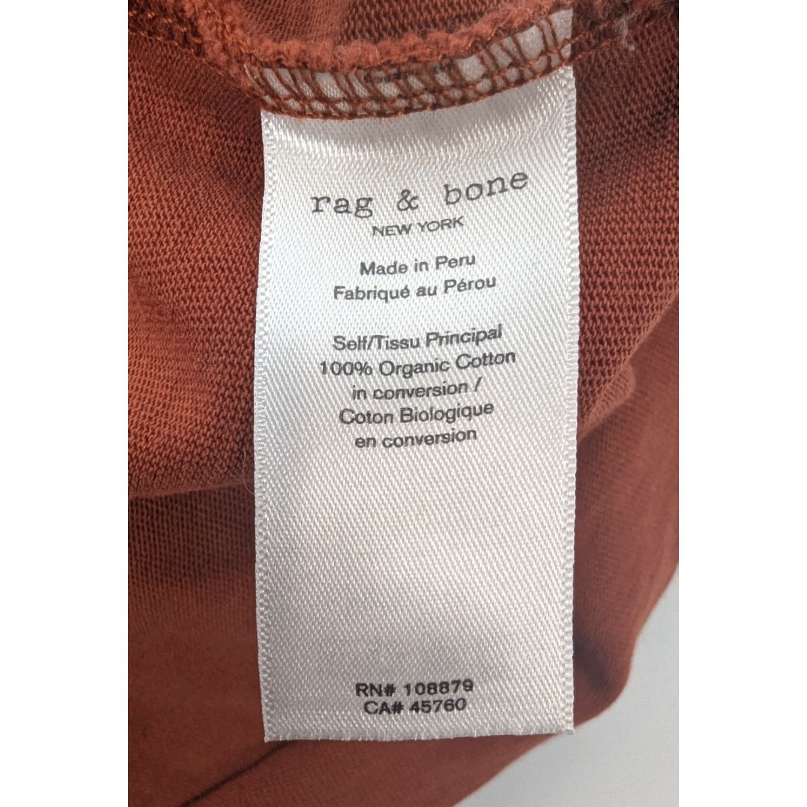 Rag & Bone RAG & BONE Ryder Muscle Tee In Paprika Women's M Organic Cotton Peru Shirt Women M Paprika Size M / US 6-8 / IT 42-44 - 5 Thumbnail
