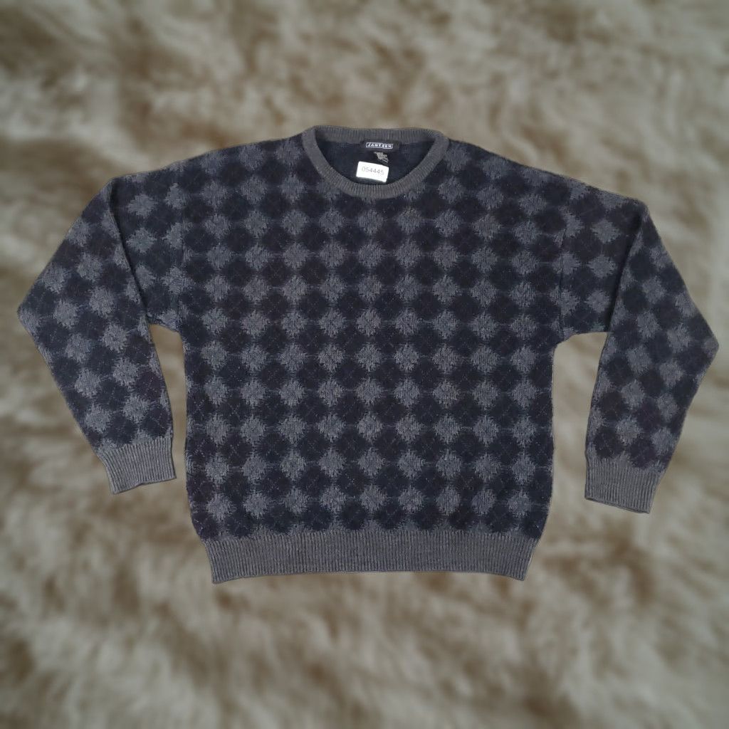 Jantzen Jantzen Mens Gray Geometric Pullover Sweater XL Long Sleeve Crew Neck Size US XL / EU 56 / 4 - 1 Thumbnail