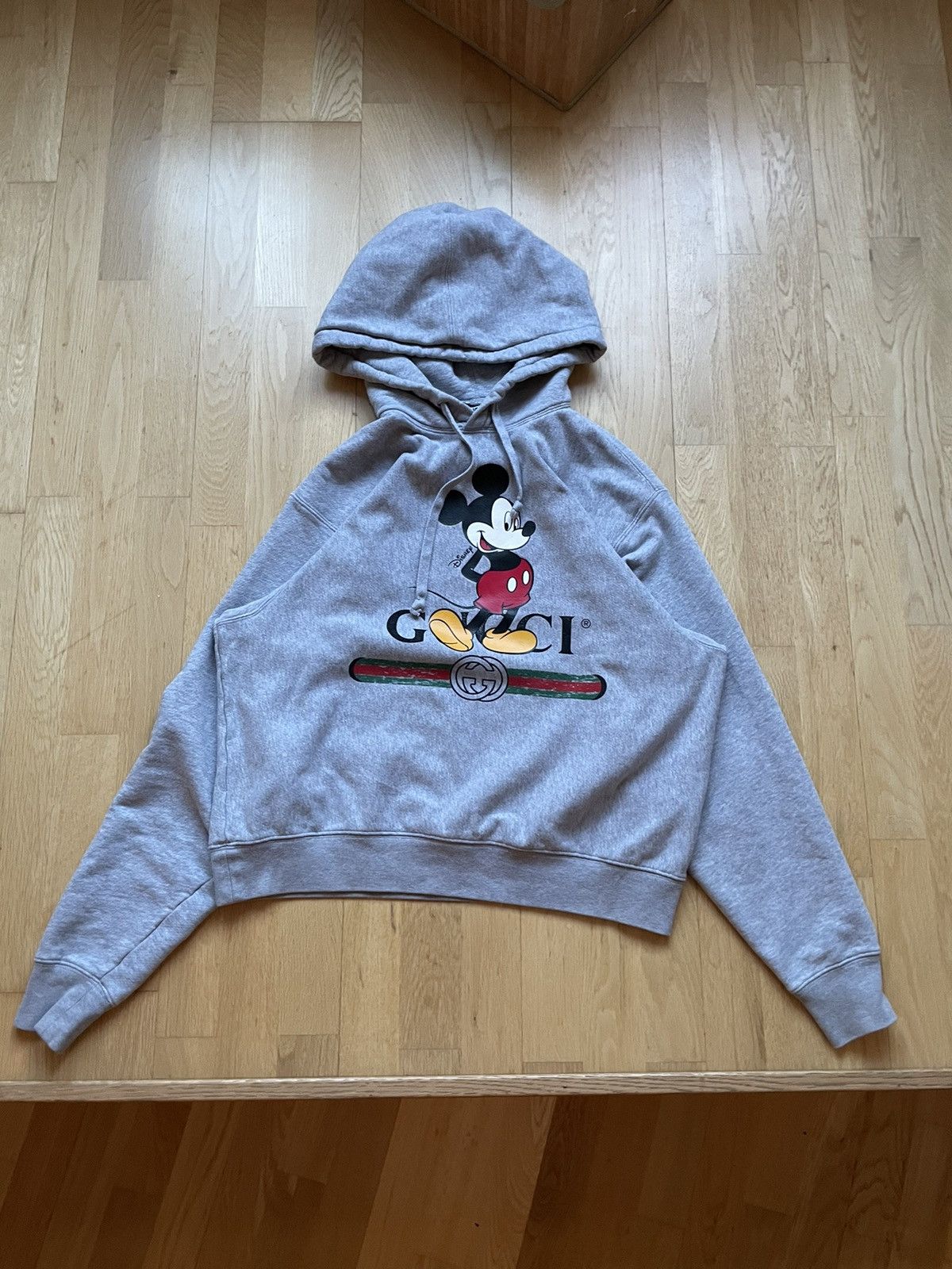 image of Gucci Disney Mickey Mouse Hoodie in Grey, Men's (Size Small)