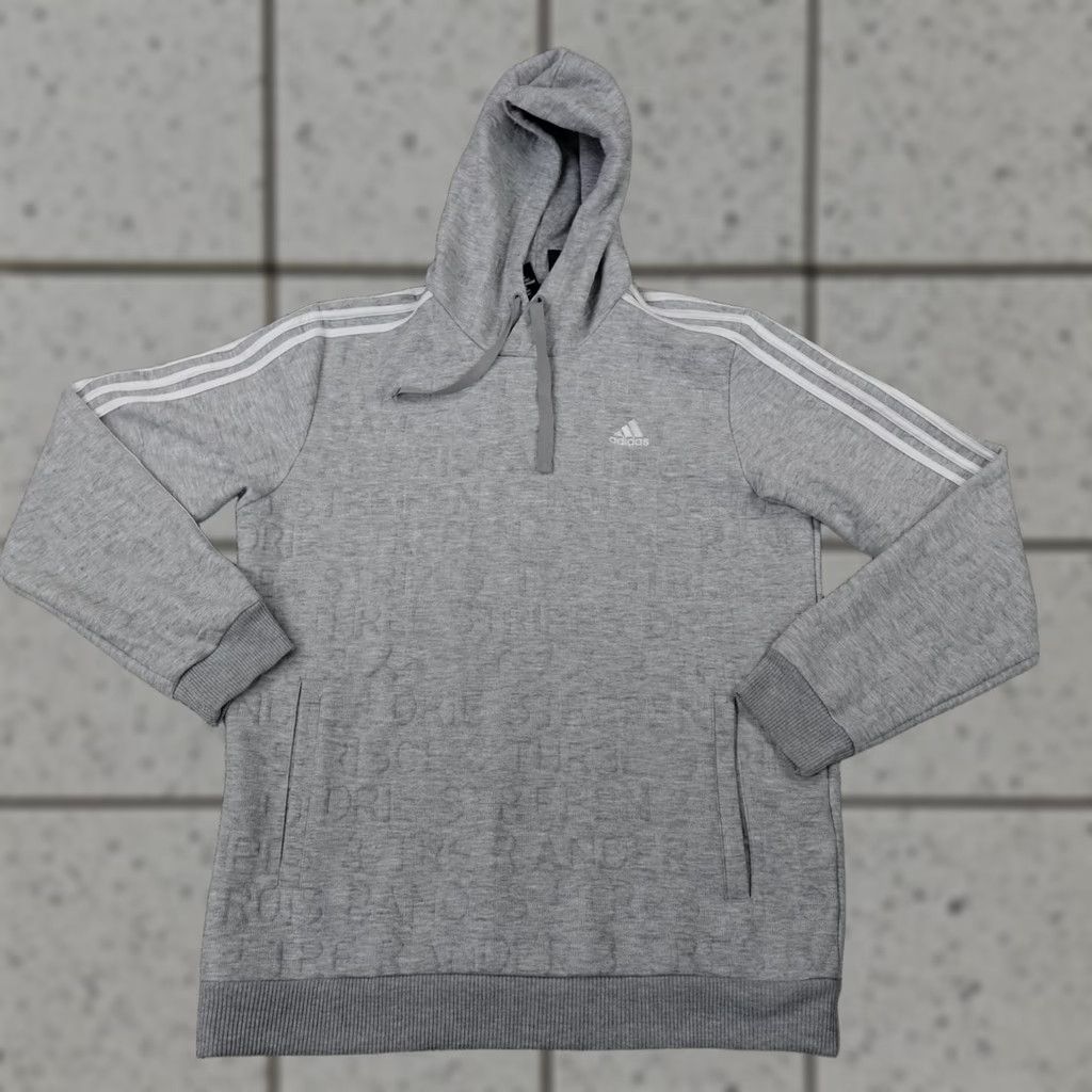Adidas Adidas Sweater Mens Large Gray White Outdoor Sweatshirt Hoodie Active Athletic Mens L Gray White Outdoor Sweater Hoodie Regular Fit Size US L / EU 52-54 / 3 - 1 Thumbnail