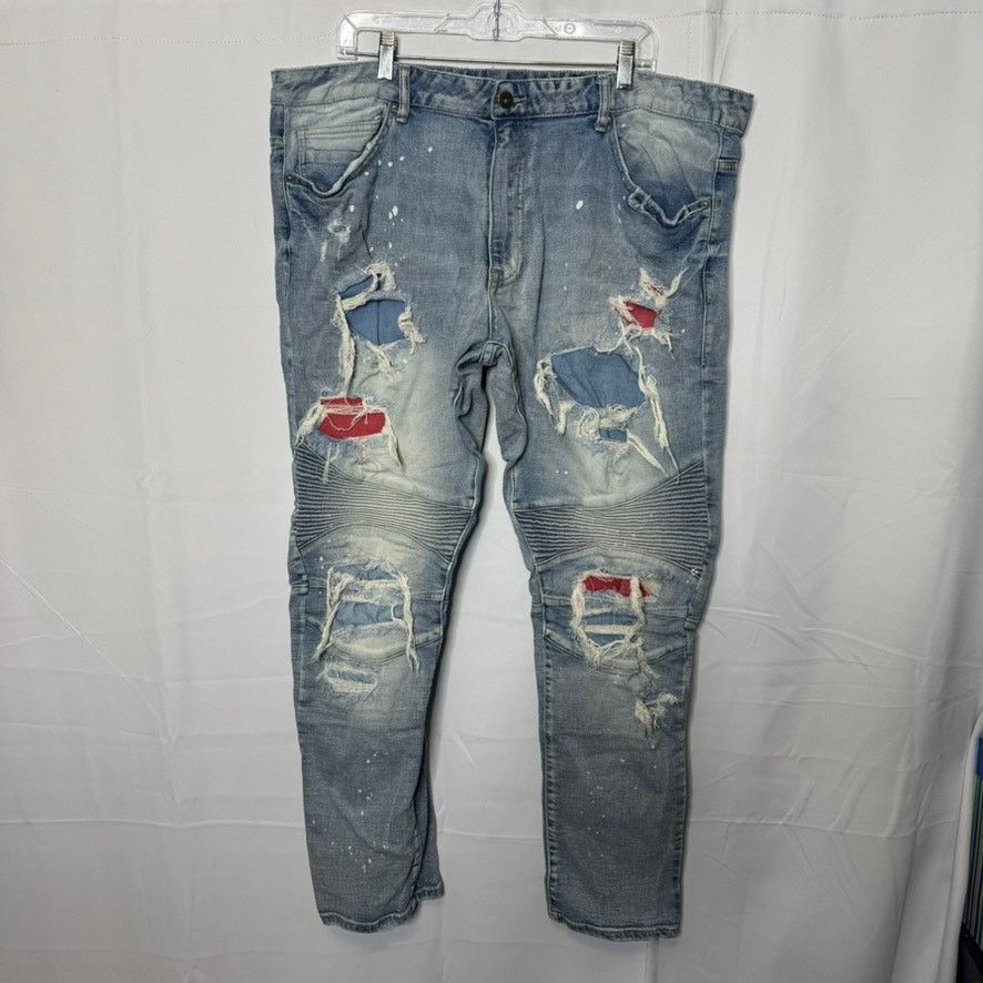 Smoke Rise Smoke Rise Distressed Biker Jeans 42x32 Moto Denim Size US 42 / EU 58 - 2 Thumbnail