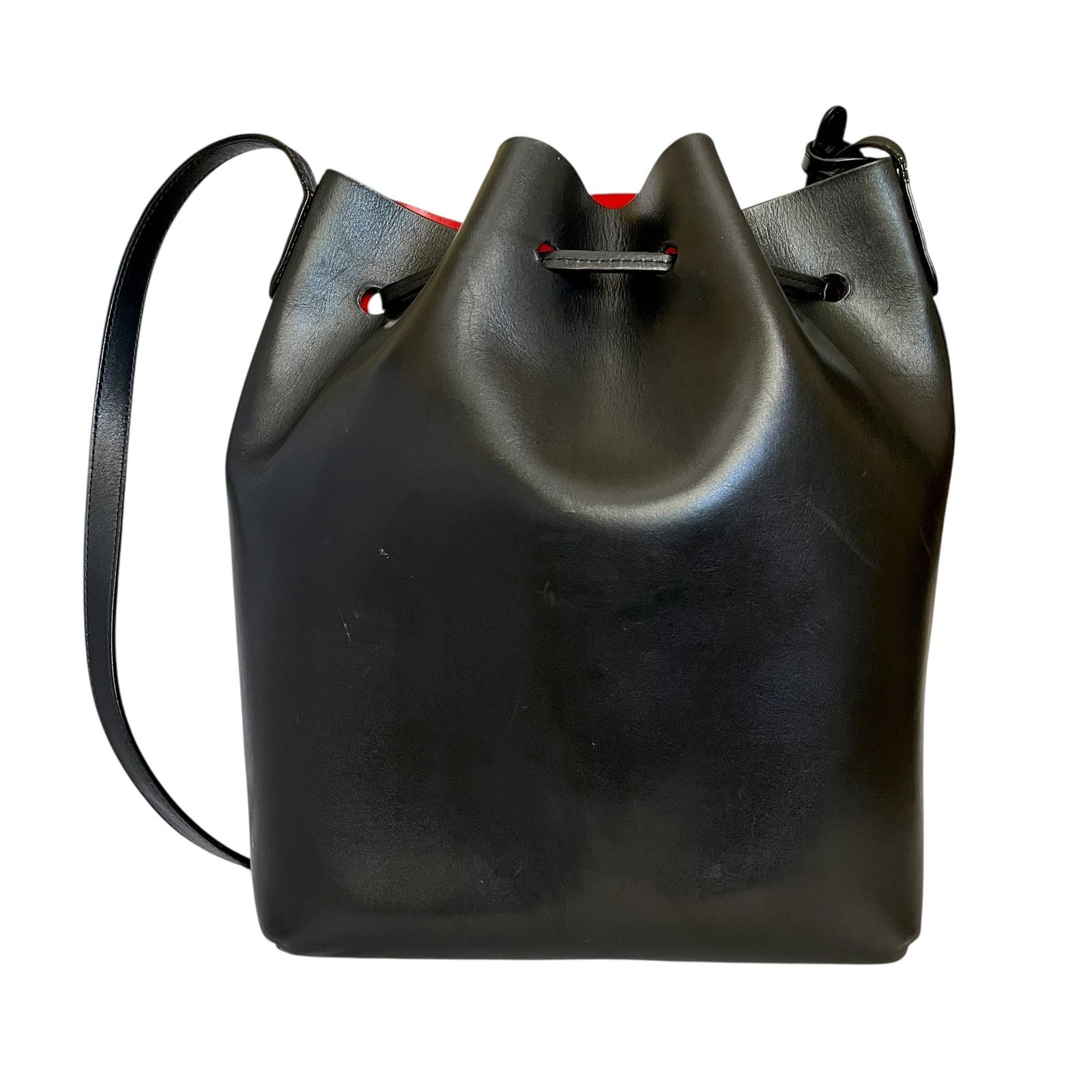 Mansur Gavriel Mansur Gavriel Black Red Leather Drawstring Bucket Bag Size ONE SIZE - 2 Thumbnail