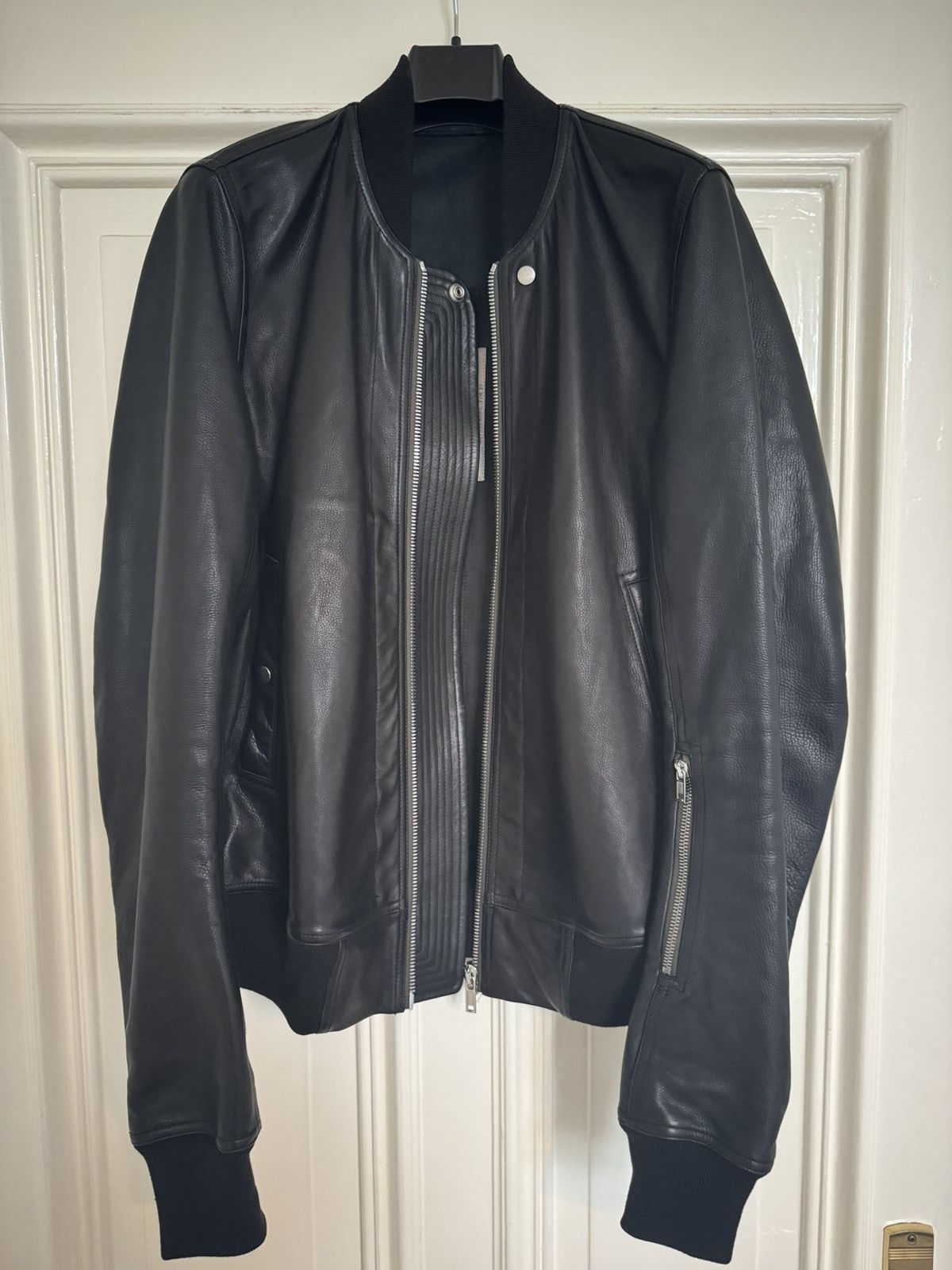 Rick Owens Rick Owens Leather Bomber Jacket Black Calf Size 50 IT/M-L Size US M / EU 48-50 / 2 - 1 Thumbnail