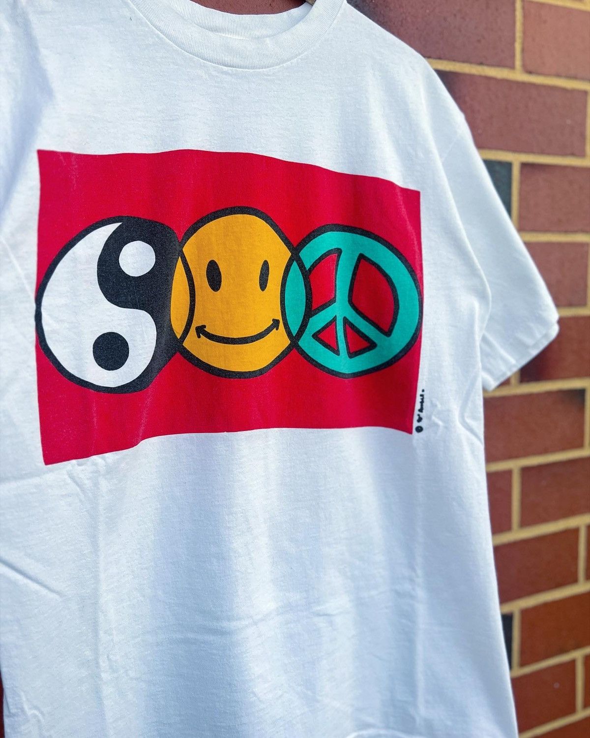 Vintage Vintage Yin Yang / Peace / Smiley Face Box Logo T-Shirt Size US L / EU 52-54 / 3 - 2 Thumbnail