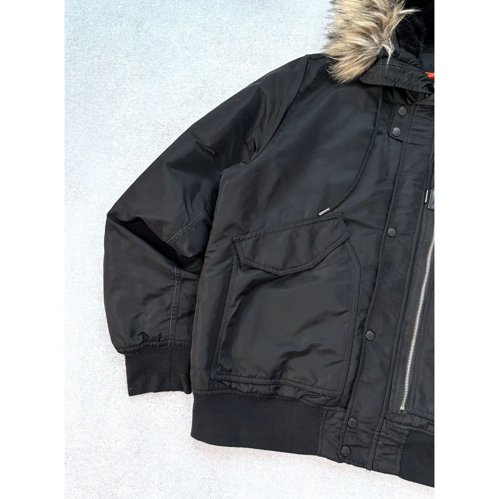 Schott VINTAGE Schott NYC Bomber Jacket Faux Fur Y2K Army Black 3XL Men’s Jacket Size US XXL / EU 58 / 5 - 3 Thumbnail