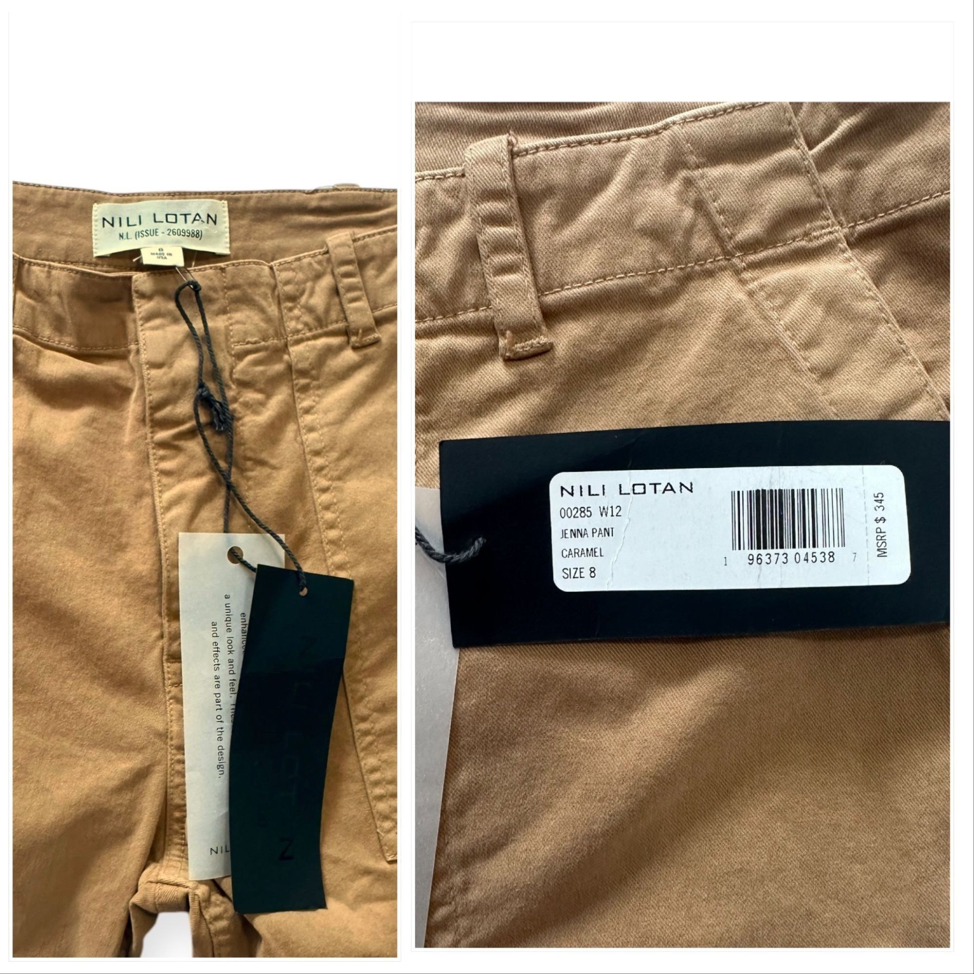 Nili Lotan Nili Lotan Jenna Pants in Caramel, tan, Size 8, New with t Size 30" / US 8 / IT 44 - 3 Thumbnail