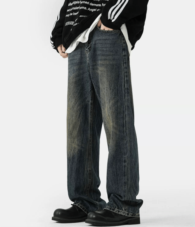 Jean American washed retro men's straight loose flared jeans Size US 32 / EU 48 - 3 Thumbnail
