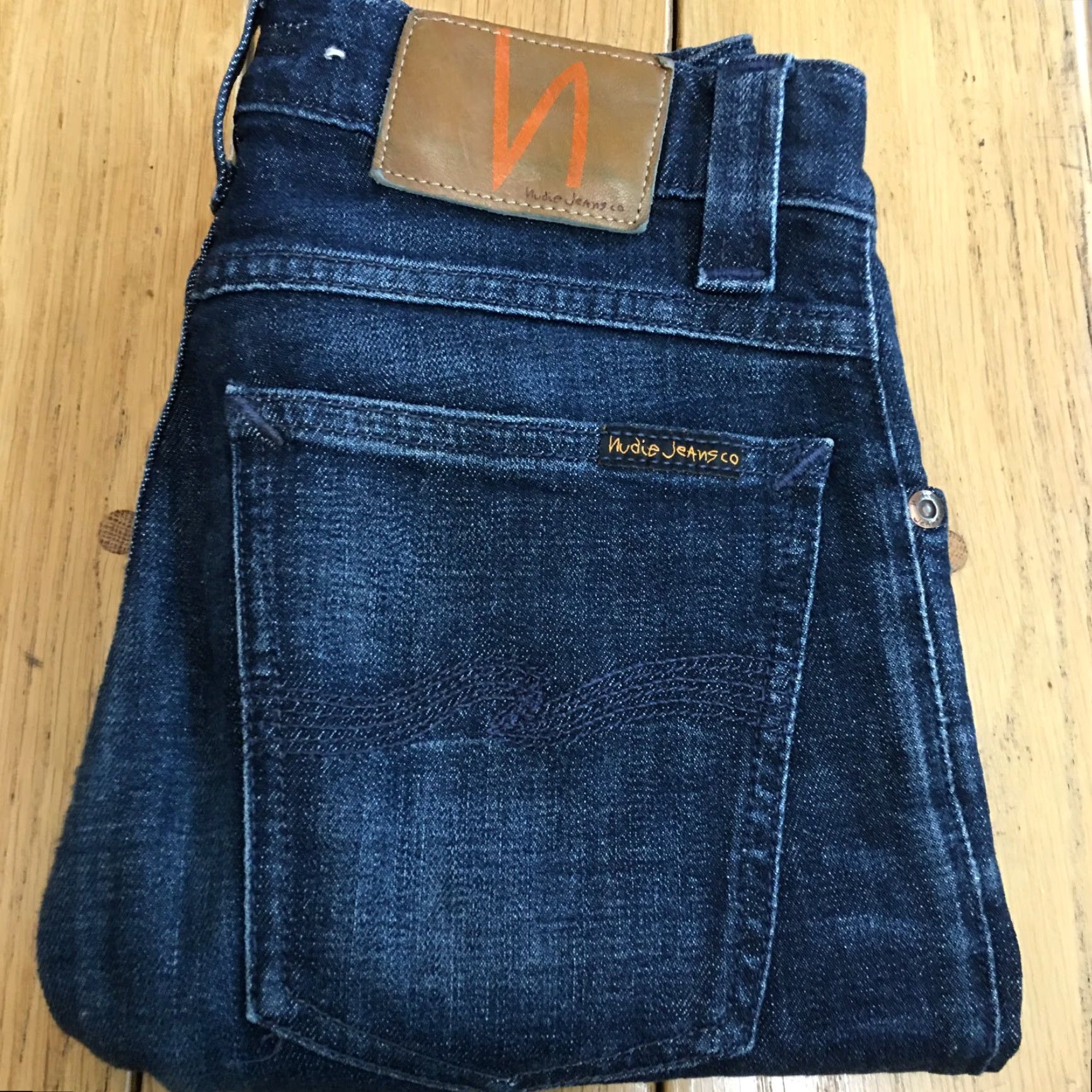 Vintage Nudie Jeans Mens Navy Dark Blue 27x32 Straight Athletic Regular 27 Navy Blue 90s? Mens Size US 27 - 7 Thumbnail