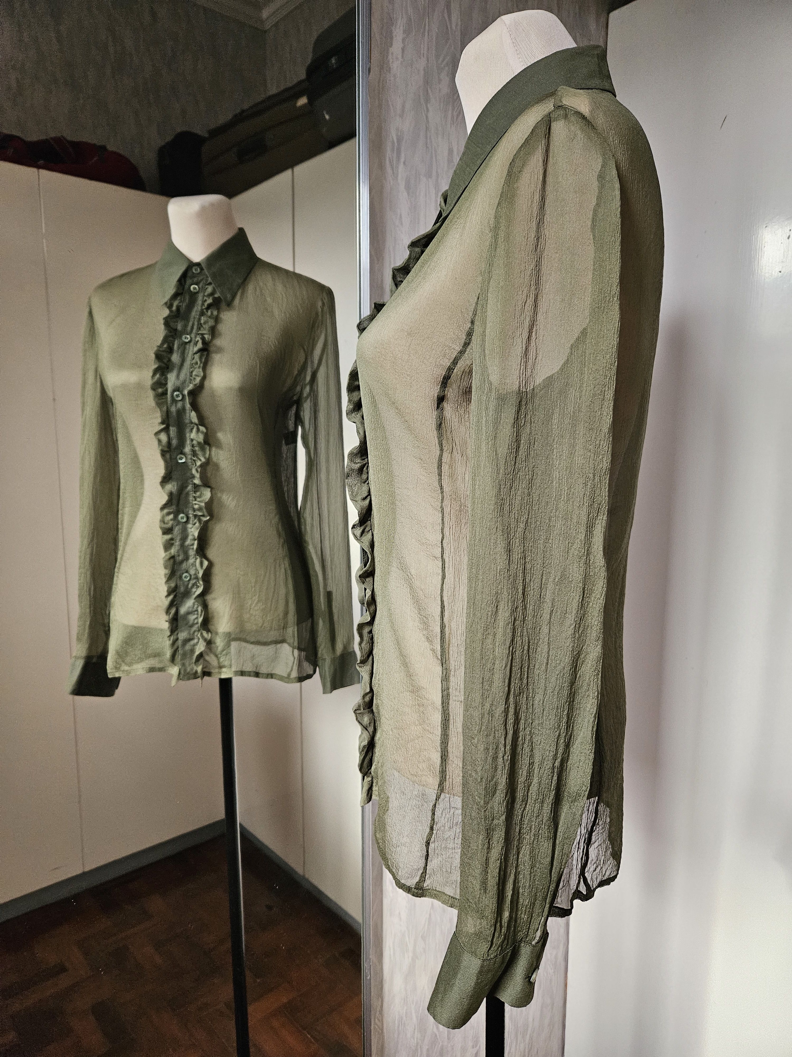Prada Prada Fall 1996 Ruffled Silk Chiffon Blouse Size M / US 6-8 / IT 42-44 - 6 Thumbnail