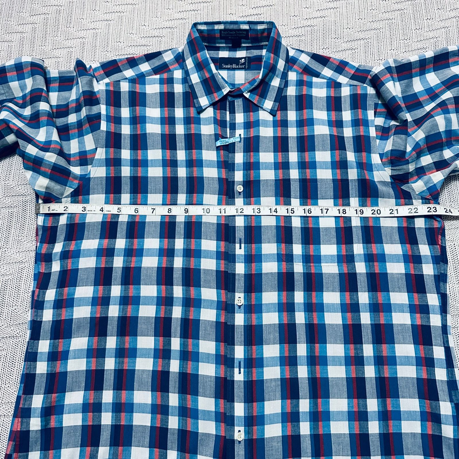 Stanley Blacker Vintage Stanley Blacker blue plaid short sleeve button down Size US L / EU 52-54 / 3 - 6 Thumbnail
