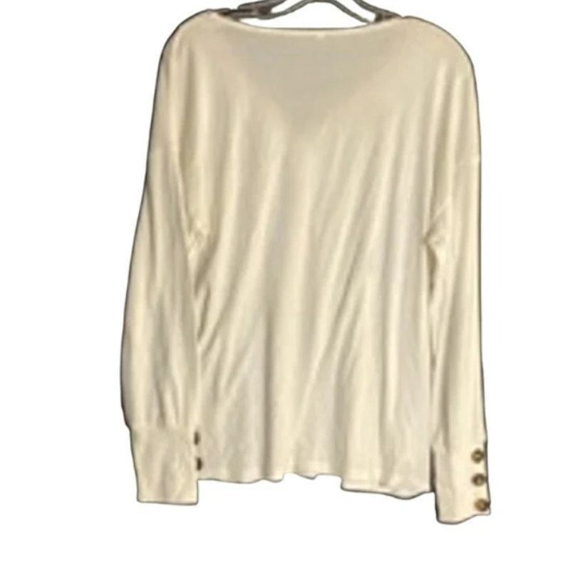 Other Minimalist White Long Sleeve V-Neck Blouse Button Cuffs S Size S / US 4 / IT 40 - 6 Thumbnail