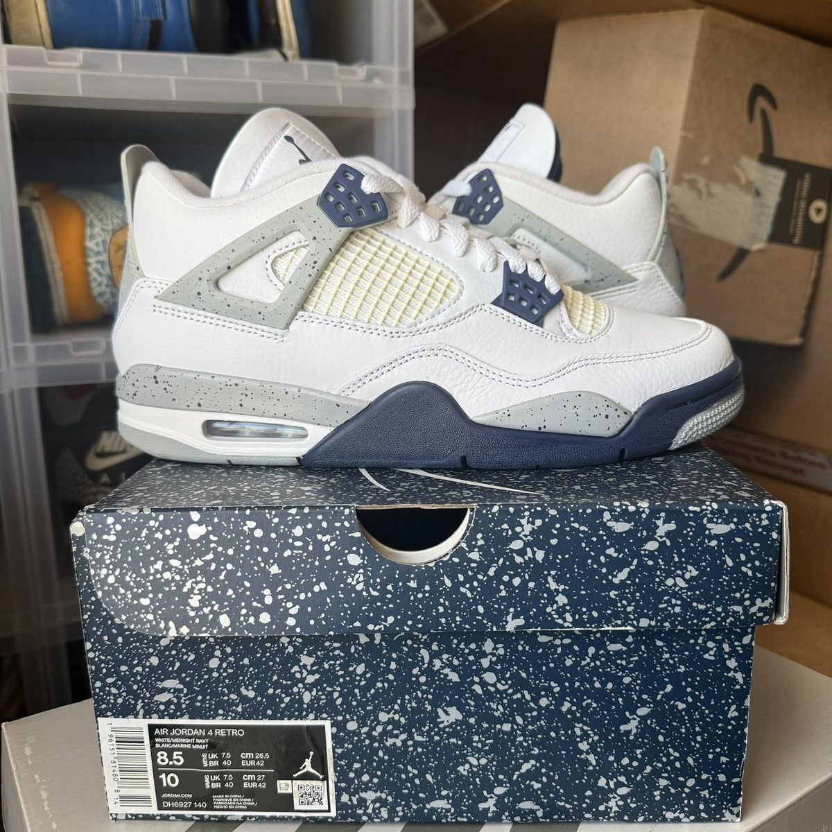 Nike Jordan 4 Retro Midnight Navy Size US 8.5 / EU 41-42 - 1 Thumbnail
