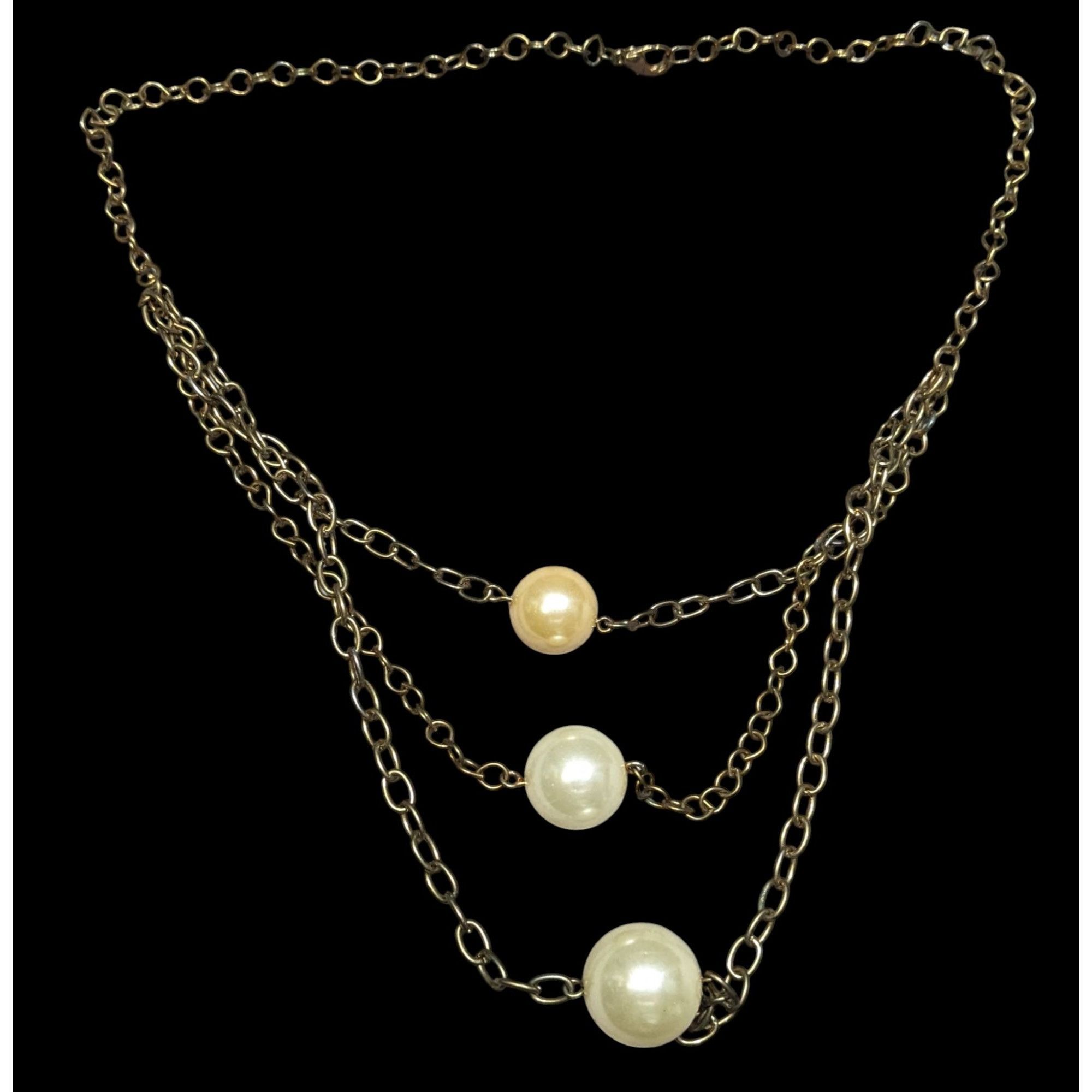 Other Vintage Glam Layered Chain Necklace With Faux Pearls Size ONE SIZE - 2 Thumbnail