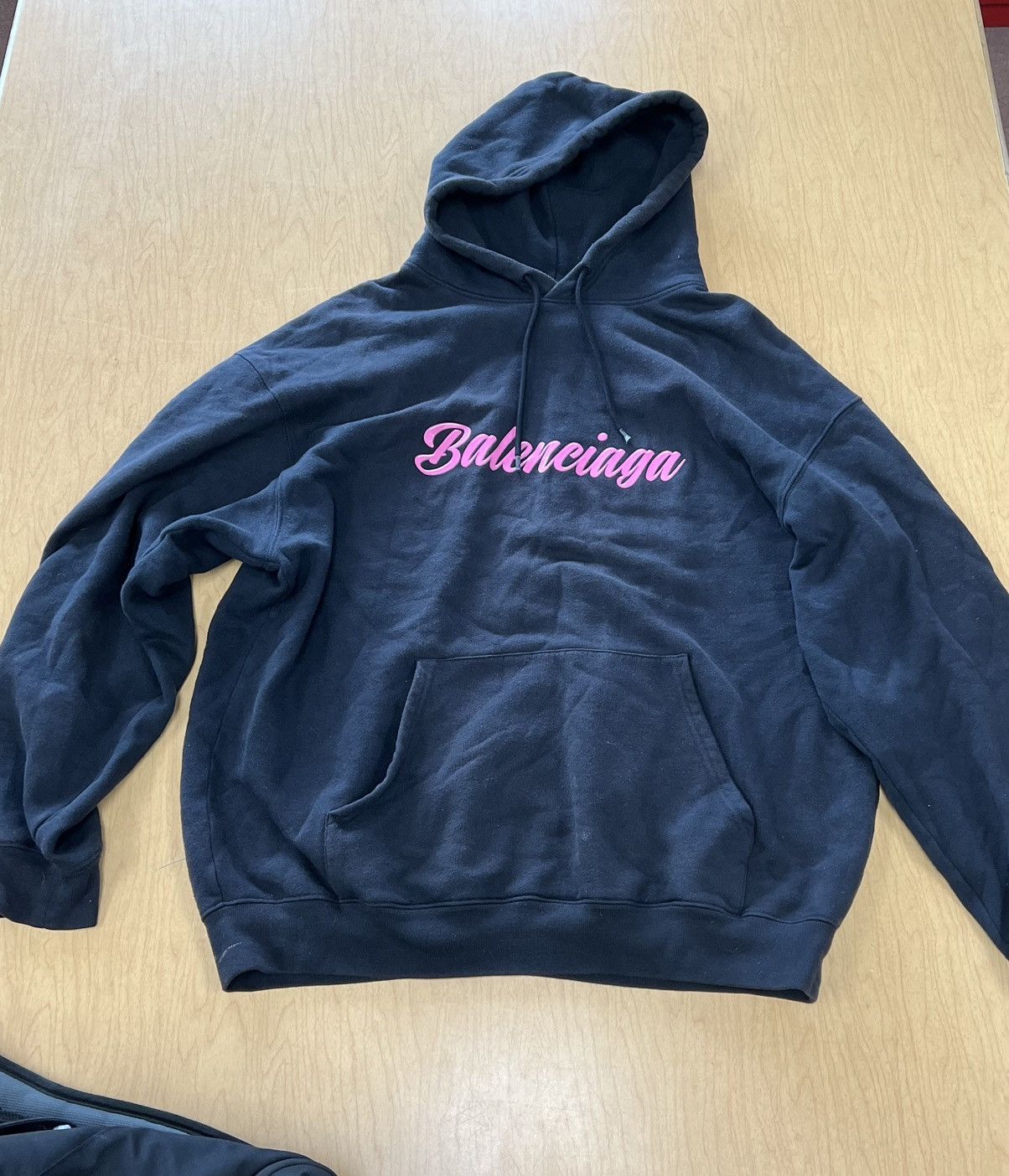 Balenciaga pink glossy logo hoodie Tops