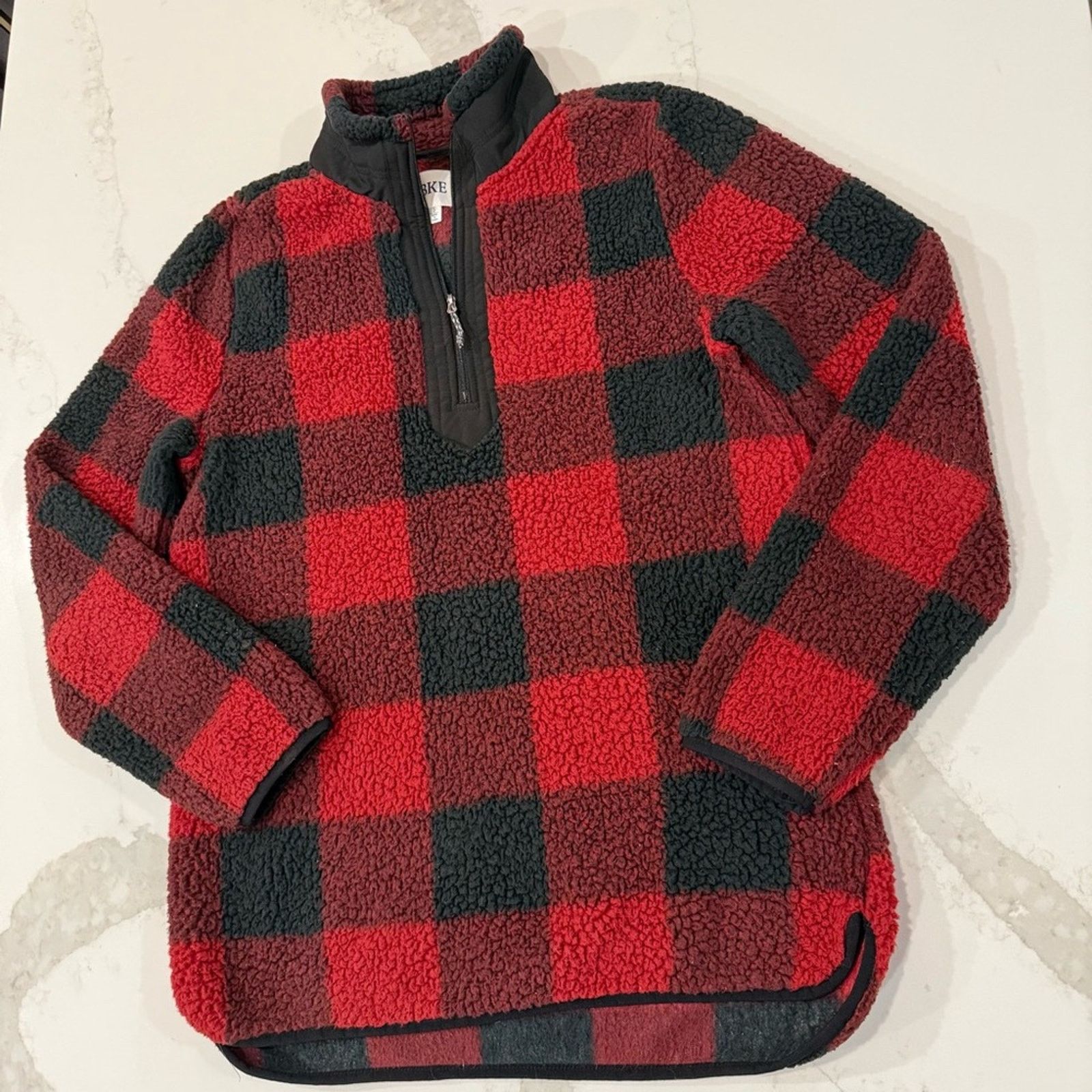 BKE BKE Buffalo Plaid Check Half Zip Sherpa Sweater Womens Small Size S / US 4 / IT 40 - 2 Thumbnail