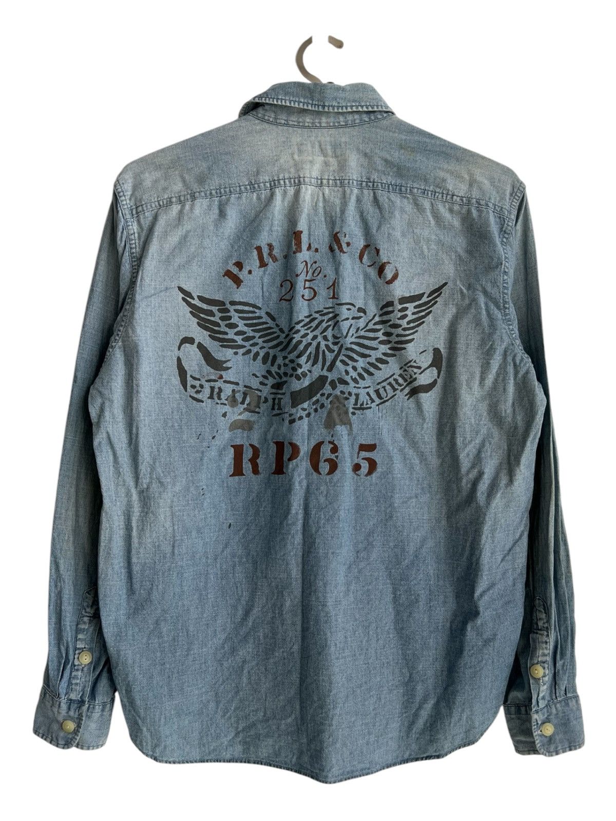 Polo Ralph Lauren × RRL Ralph Lauren Polo Ralph Lauren Eagle Print Chambray Denim Work Shirt Jkt Size US S / EU 44-46 / 1 - 2 Thumbnail