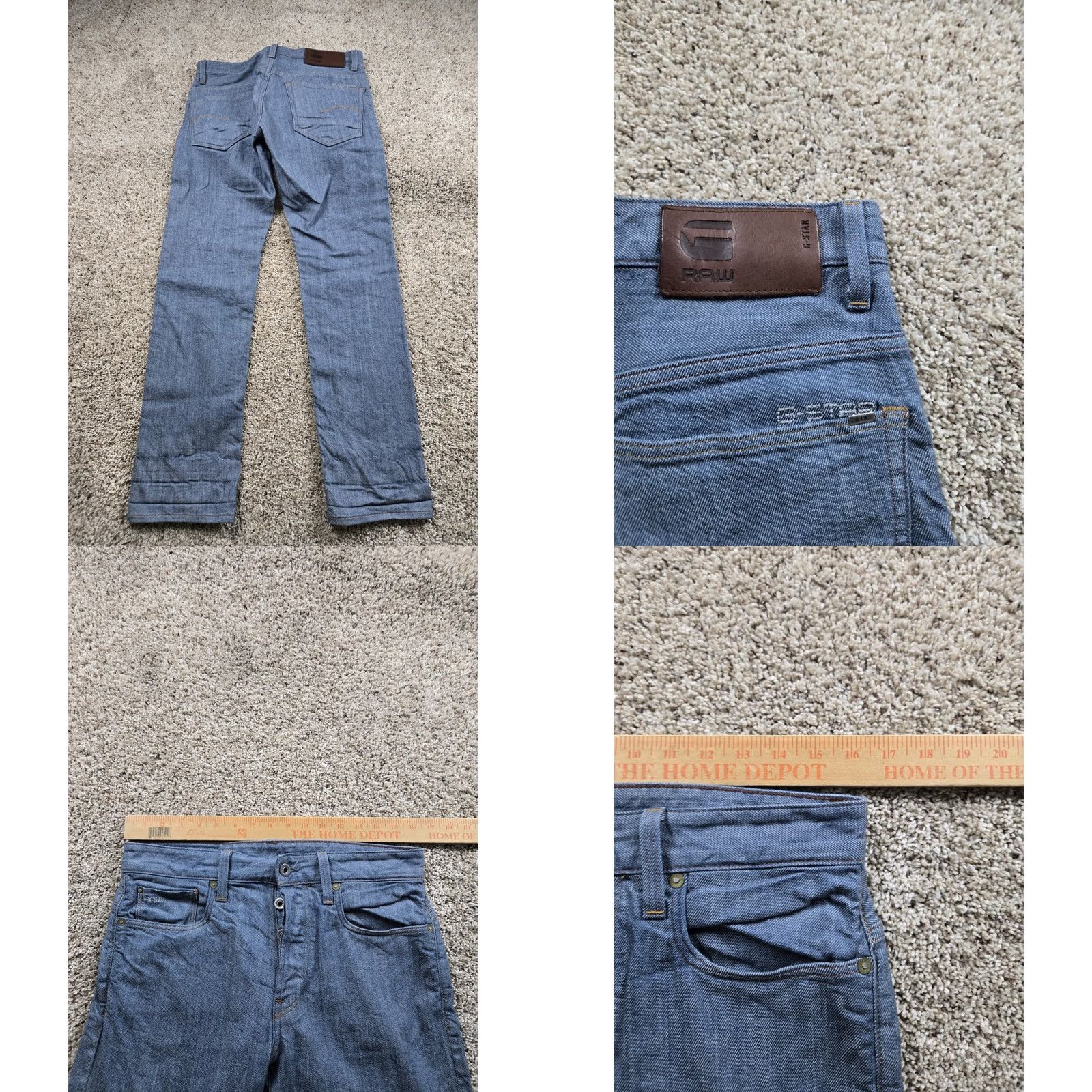 G-Star G Star Raw 3301 Jeans 31x30 Mens Blue Selvedge Medium Wash Denim Slim Fit 5-Pocket N/A Size US 31 - 8 Thumbnail