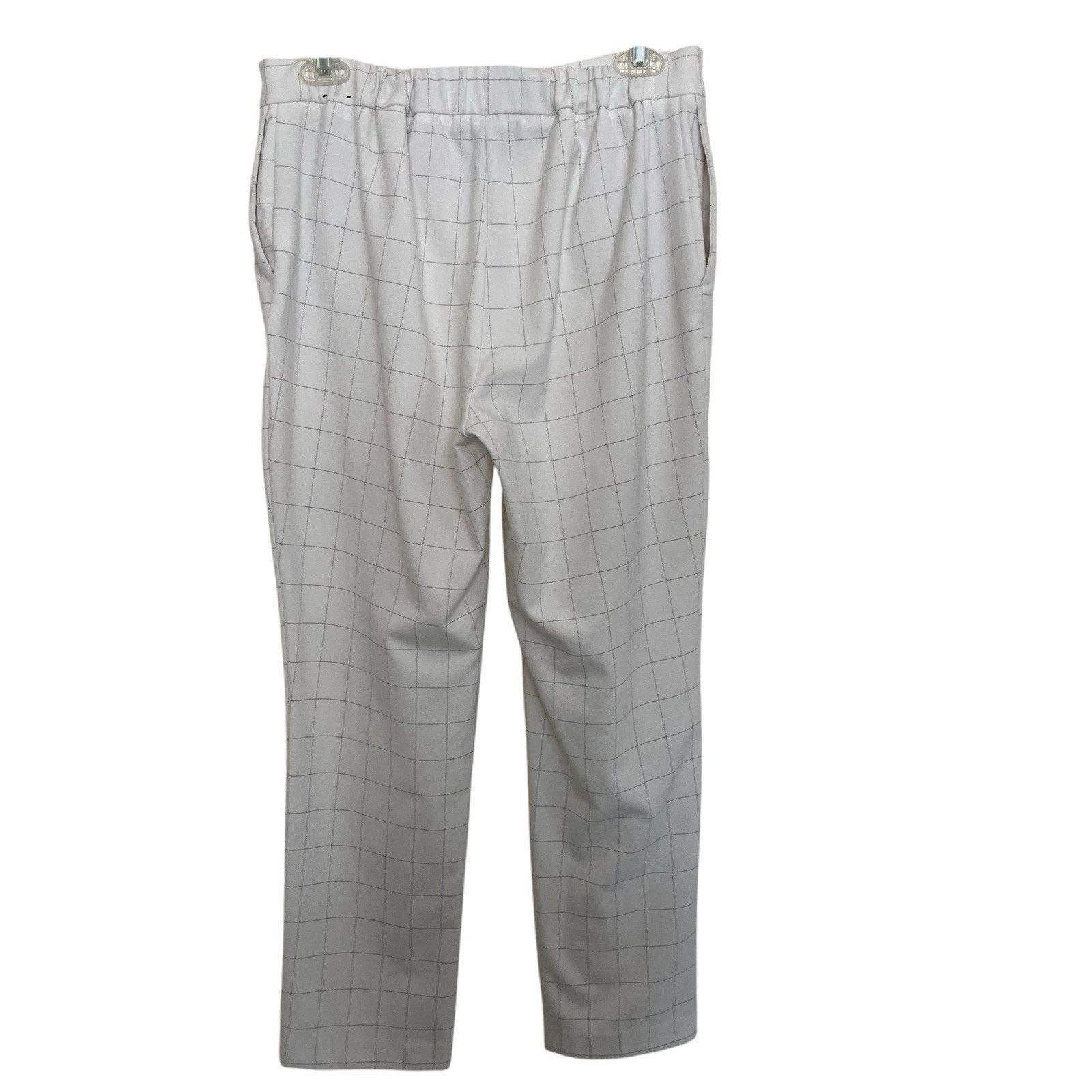 Rachel Zoe Rachel Zoe | White Windowpane Elastic Waist Crop Preppy Pant Size 28" / US 6 / IT 42 - 3 Thumbnail