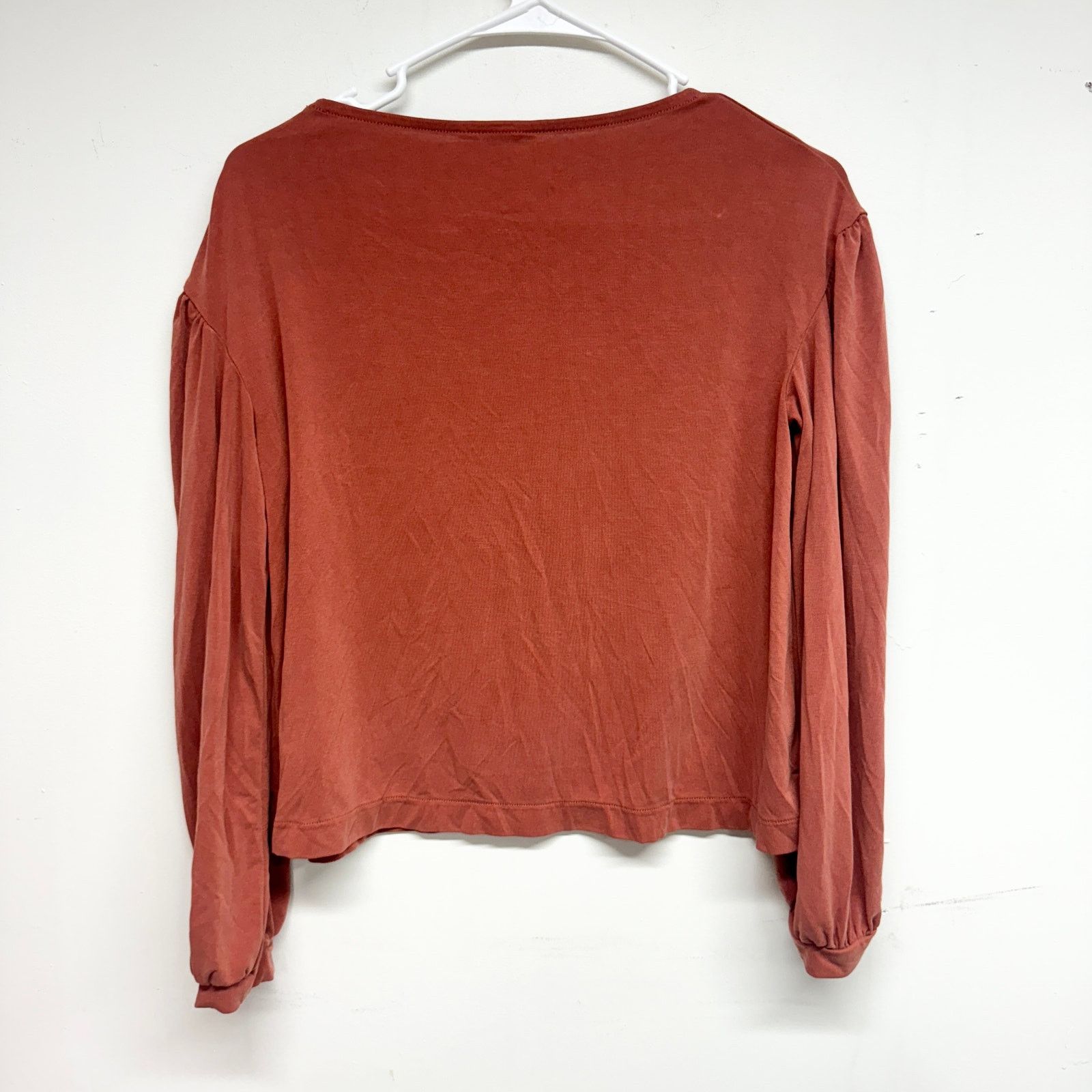 Madewell Madewell Burnt Orange Puff Sleeve Gathered Sleeve Top XXS Size XXS / US 00 / IT 34 - 4 Thumbnail