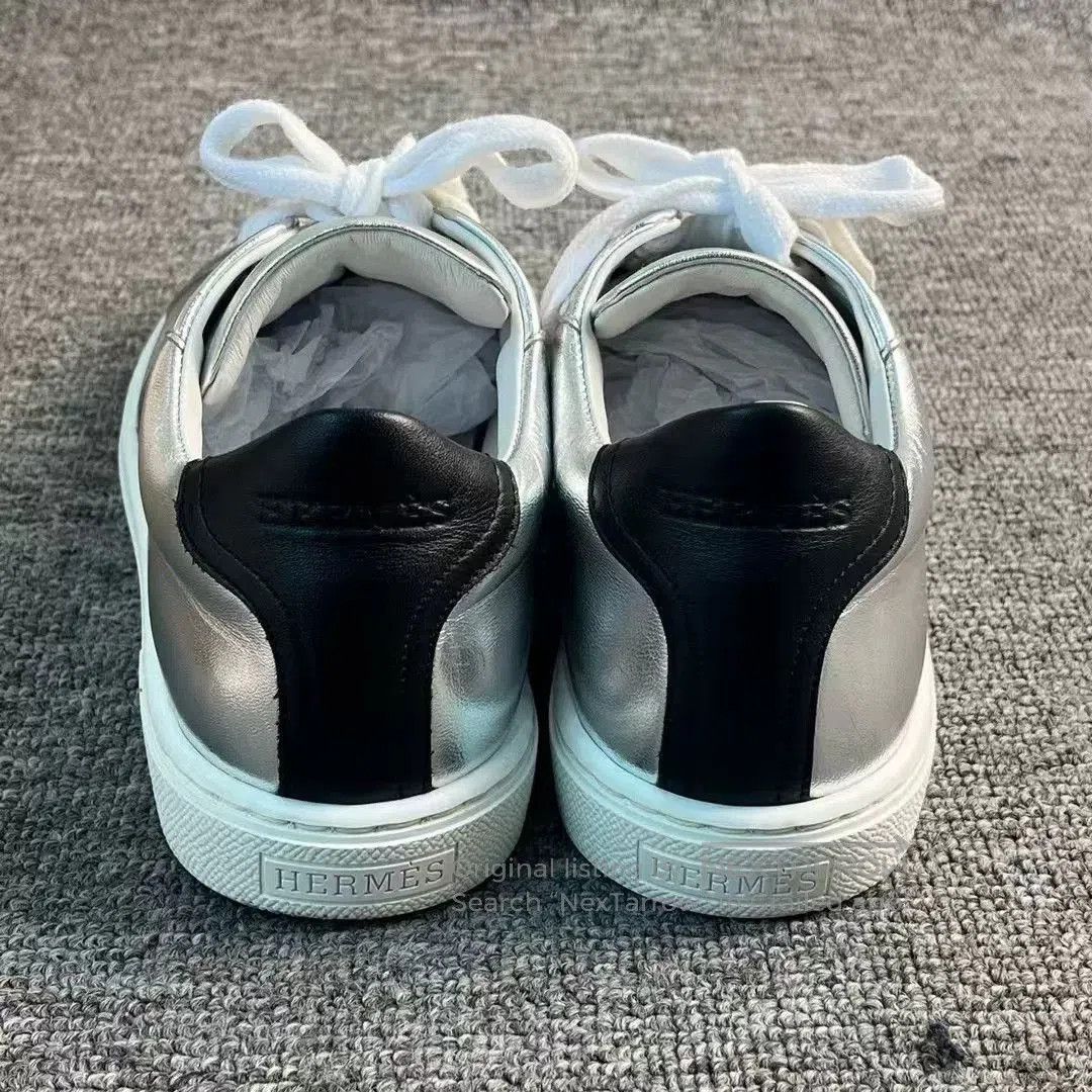 Hermes Hermes Silver Black Large H Low-Top Sneakers. Size US 4.5 / IT 34.5 - 4 Thumbnail