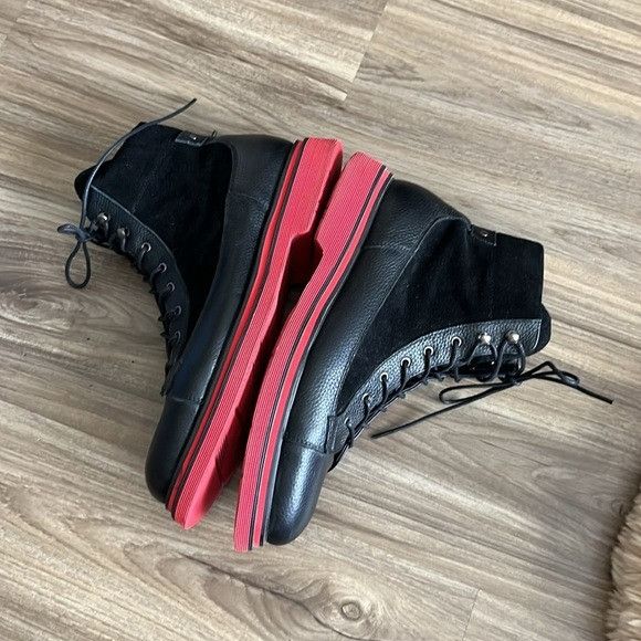Other MeMarc Nolan Aiden Black Leather Combat Boots Red Sole Lace Size US 9 / EU 42 - 7 Thumbnail