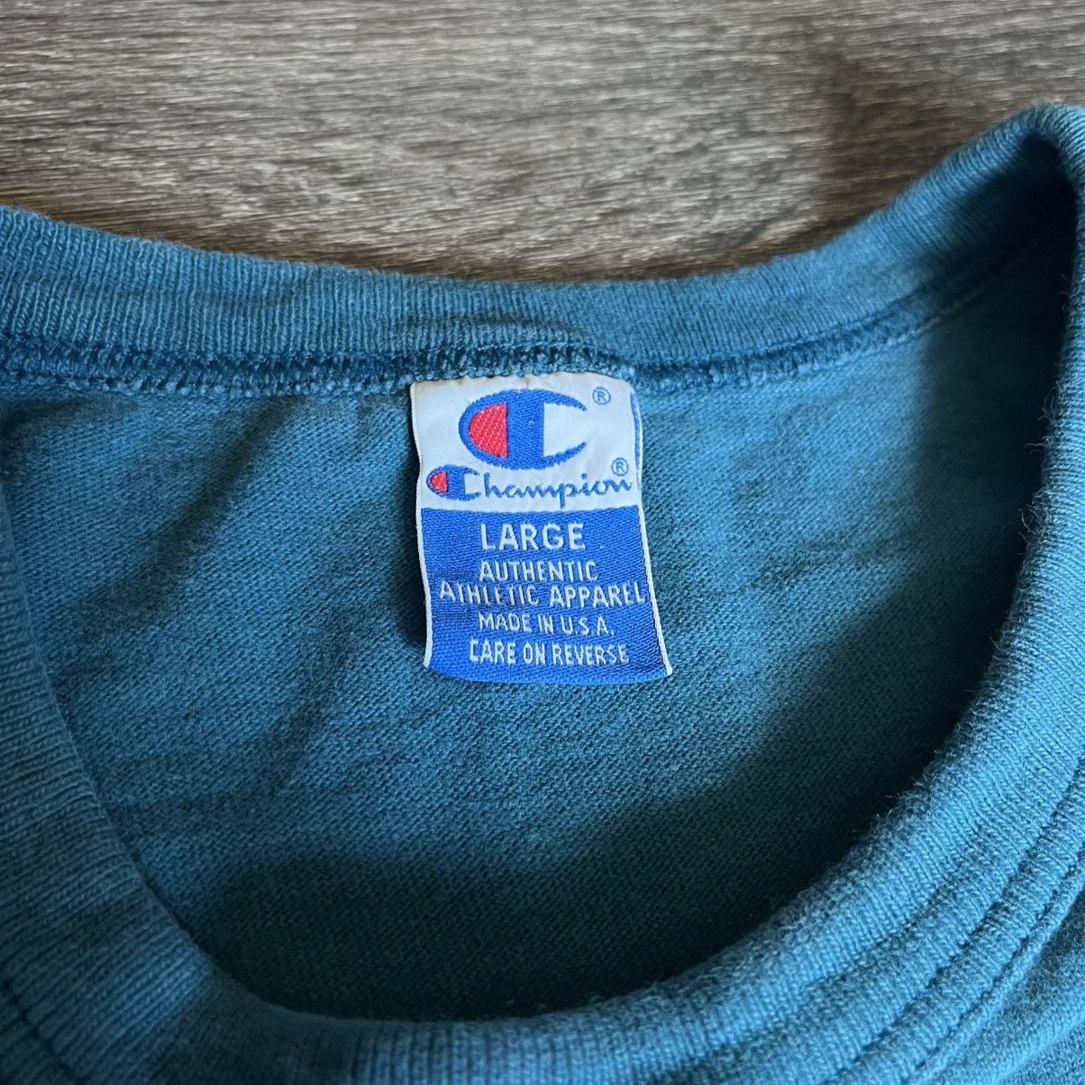 Champion × Vintage Vintage 90s Champion Logo Turquoise Basic Single Stitch Tee Size US L / EU 52-54 / 3 - 4 Thumbnail