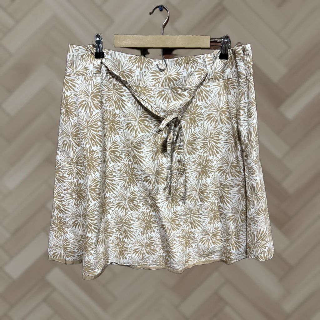 Lands' End VINTAGE Lands' End Skirt 16 Petite Leaf Floral Print Cotton Womens Orange A-Line Short Beachy 1990s Mens/Womens Size 38" / US 16 / IT 52 - 1 Thumbnail